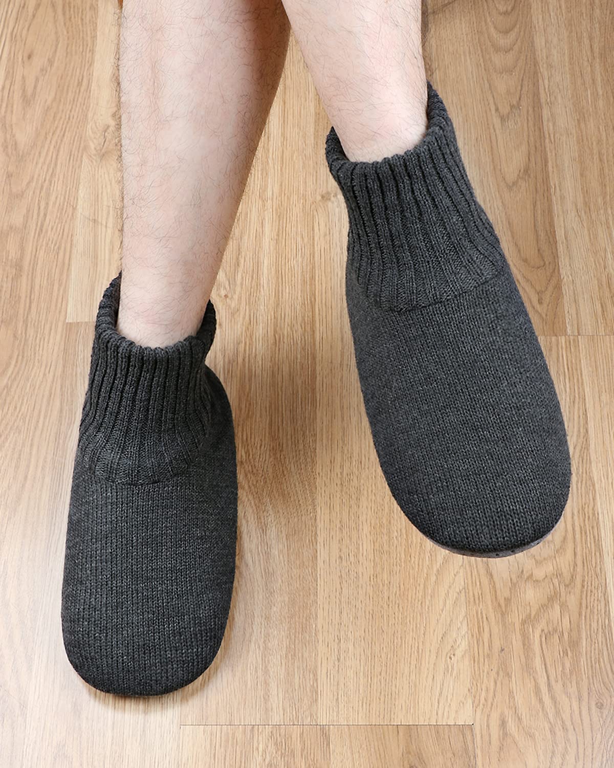 Panda Bros Slipper Socks Soft Cozy Thick House Indoor Boot Sock Shoes with Anti-Skid Bottom Soles for Men's Women(dark gray,13-16)