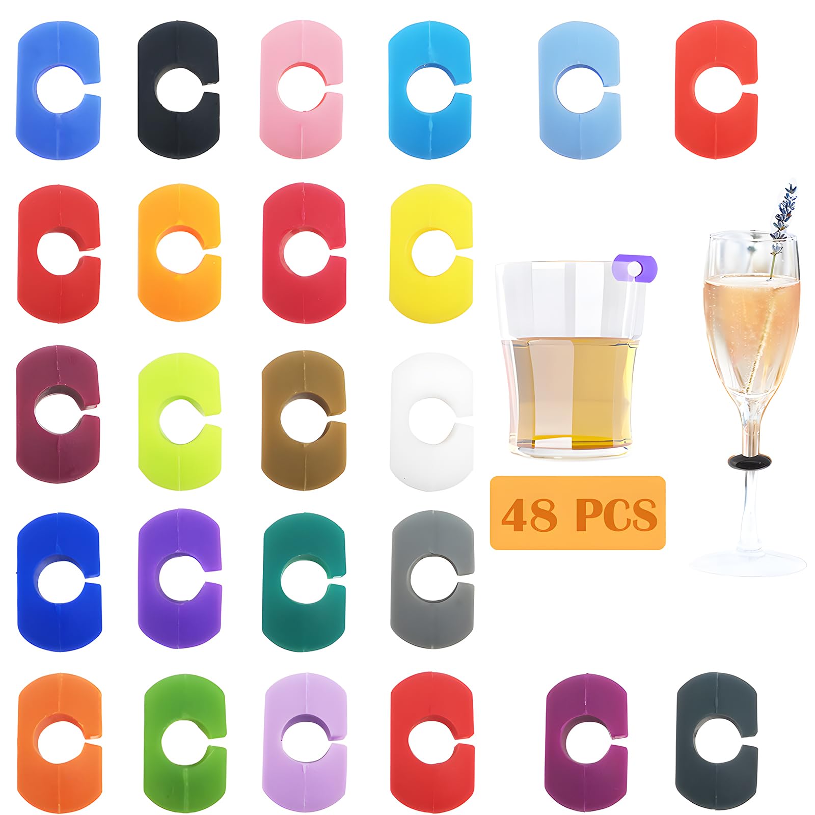 Herkenning Wijnglazen 12 Stuks Drank Markers Wijnglas Merk 3D Glazen Marker Leuke Glas Marker Wijn Siliconen Wijnglas Merk Party Familie Feesten Bar Bruiloft, Silica Gel, silicagel