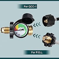 Vista 4 de GASPRO Medidor universal de tanque de propano, se adapta a cilindros de tanque de propano de 5 a 100 libras, adaptador de propano con conexión POL