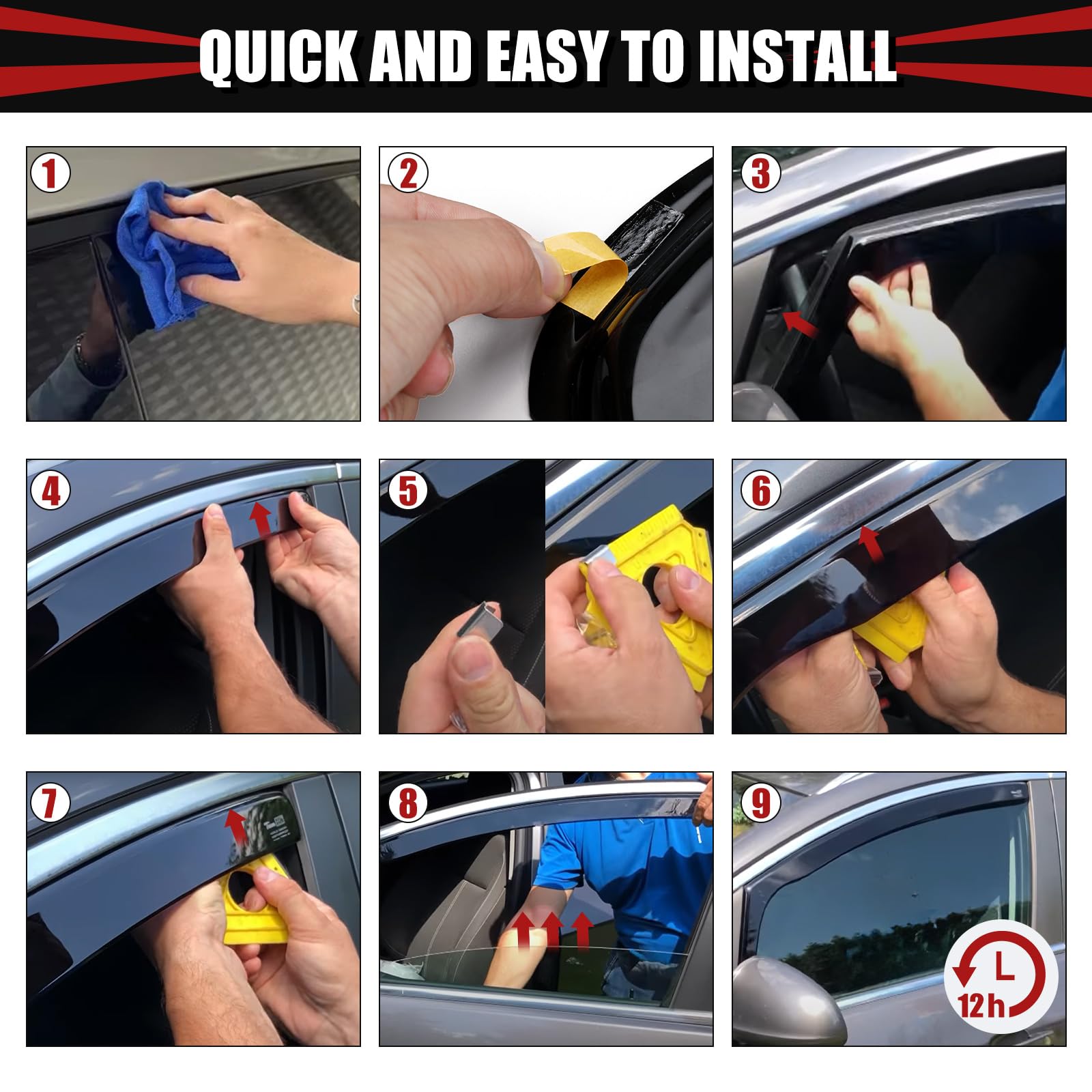 Juego de 2 deflectores de viento para ventanas de repuesto para Renault Trafic 2014-2024, color negro, deflectores de viento y lluvia para ventanillas laterales