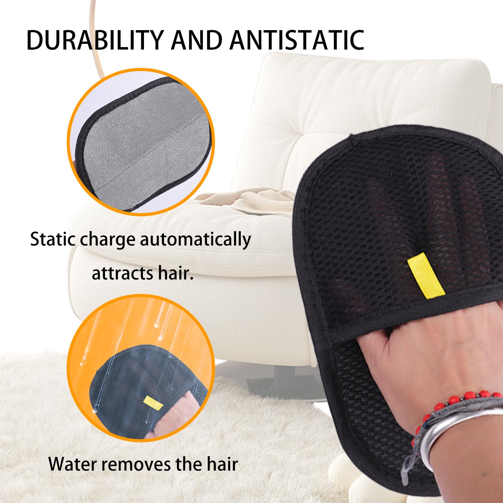 3PCS Gants de toilettage pour Chat,Gant Anti Poils Animaux, Gant Ramasse Poils Animaux,gant de retrait de poils d animaux,pet hair remover,pet hair removal gloves,Gant Respirant et Lavable pour