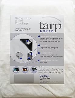 Kotap 8-ft x 20-ft Heavy-Duty 12 by 12 Cross Weave 8-mil White Poly Tarp, Item: TRW-0820