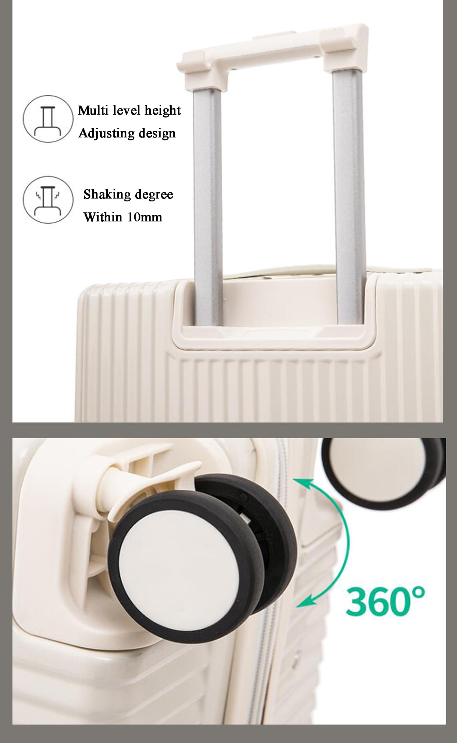 Meoky walizka kabinowa Walizka walizka walizka twarda skorupa lekka walizka gniazdo USB z walizką na napoje,Gray,S