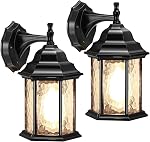 YSN Outdoor Wall Light 2 Pack, Black Outdoor Light Fixtures Wall Mount, Waterproof Porch Lights Exterior Sconce, Outside Lights for House Garage Yard Front Door