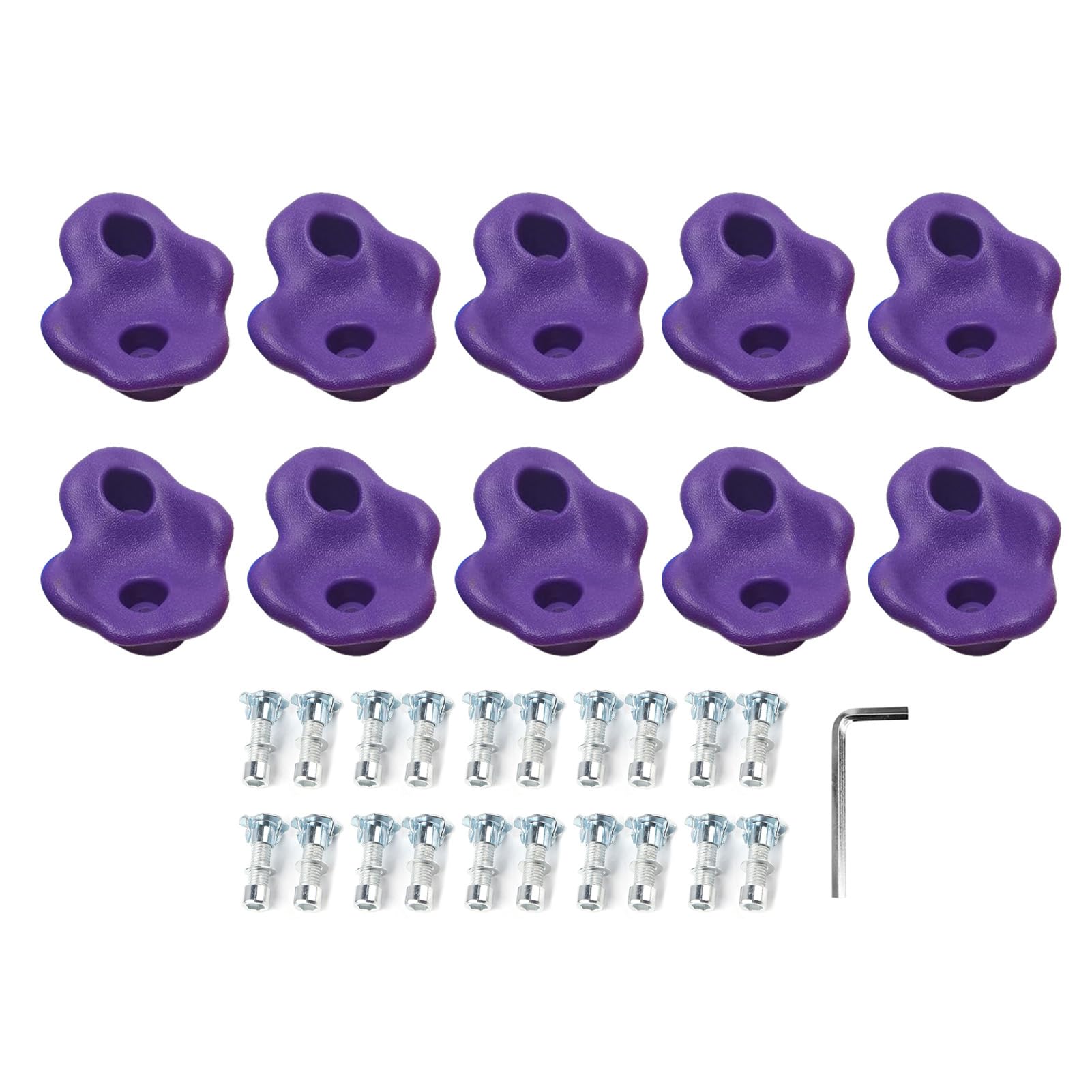 ZAWELIYO 10PCS PE Rock Climbing Holds | Ergonomic Indoor & Outdoor Climbing Grips with Screws & Hex Wrench, 80kg Capacity for Kids & Adults (Purple)