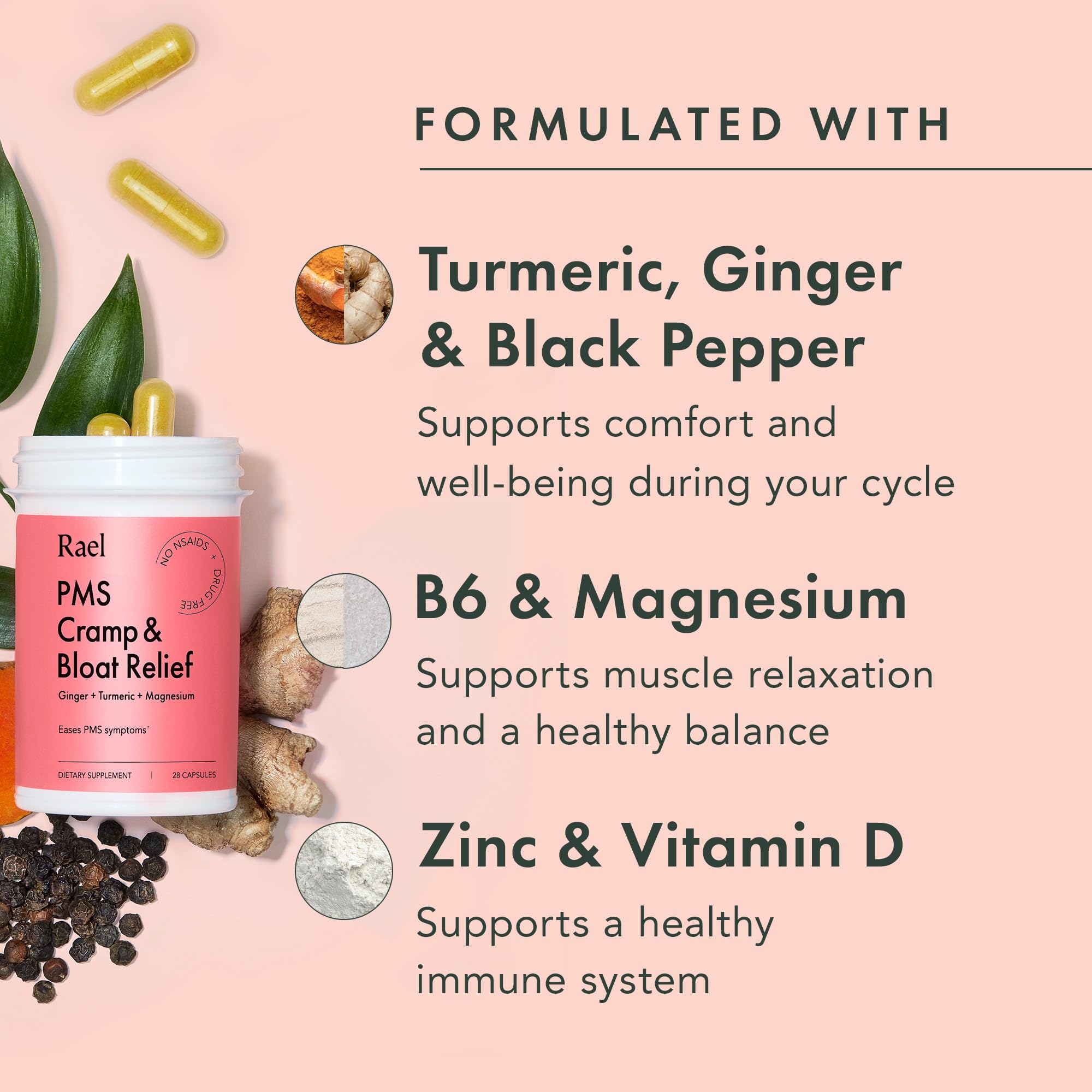 Rael PMS Supplement for Menstrual Support Cramp & Bloat Care (28 Capsules) — Amazon image 3
