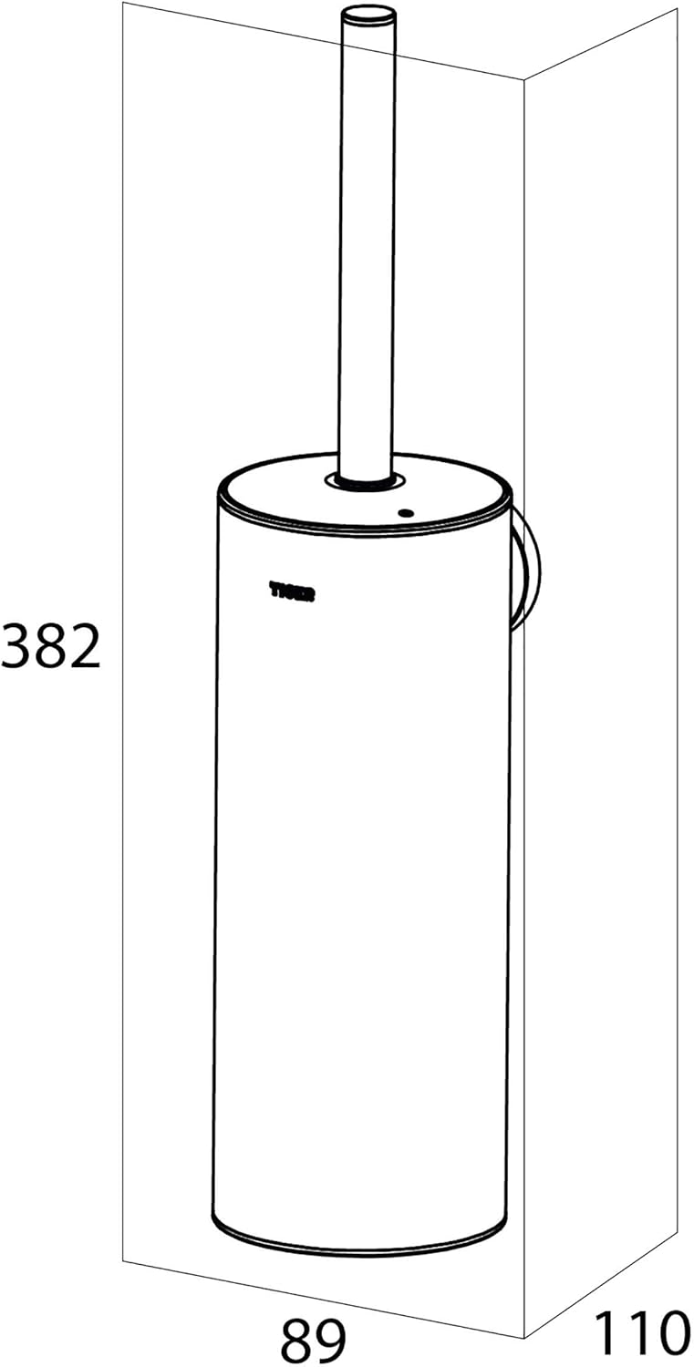 Tiger Noon Toilet Brush and Holder, Black, 8.9 x 38.2 x 11 cm