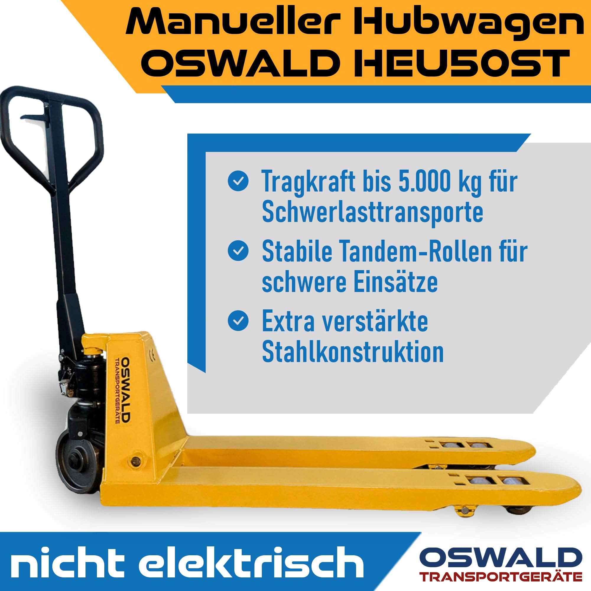 Schwerlast Hubwagen 5 t HEU50ST - Gabellänge 1.150 mm - 5000 kg Gabelhubwagen