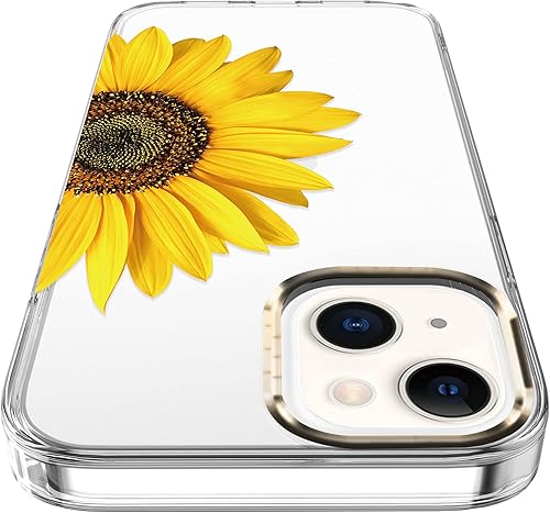 Miniatura 6 de BAISRKE Funda compatible con iPhone 13, funda transparente con flores, para mujeres femeninas, a prueba de golpes, diseño floral, carcasa trasera