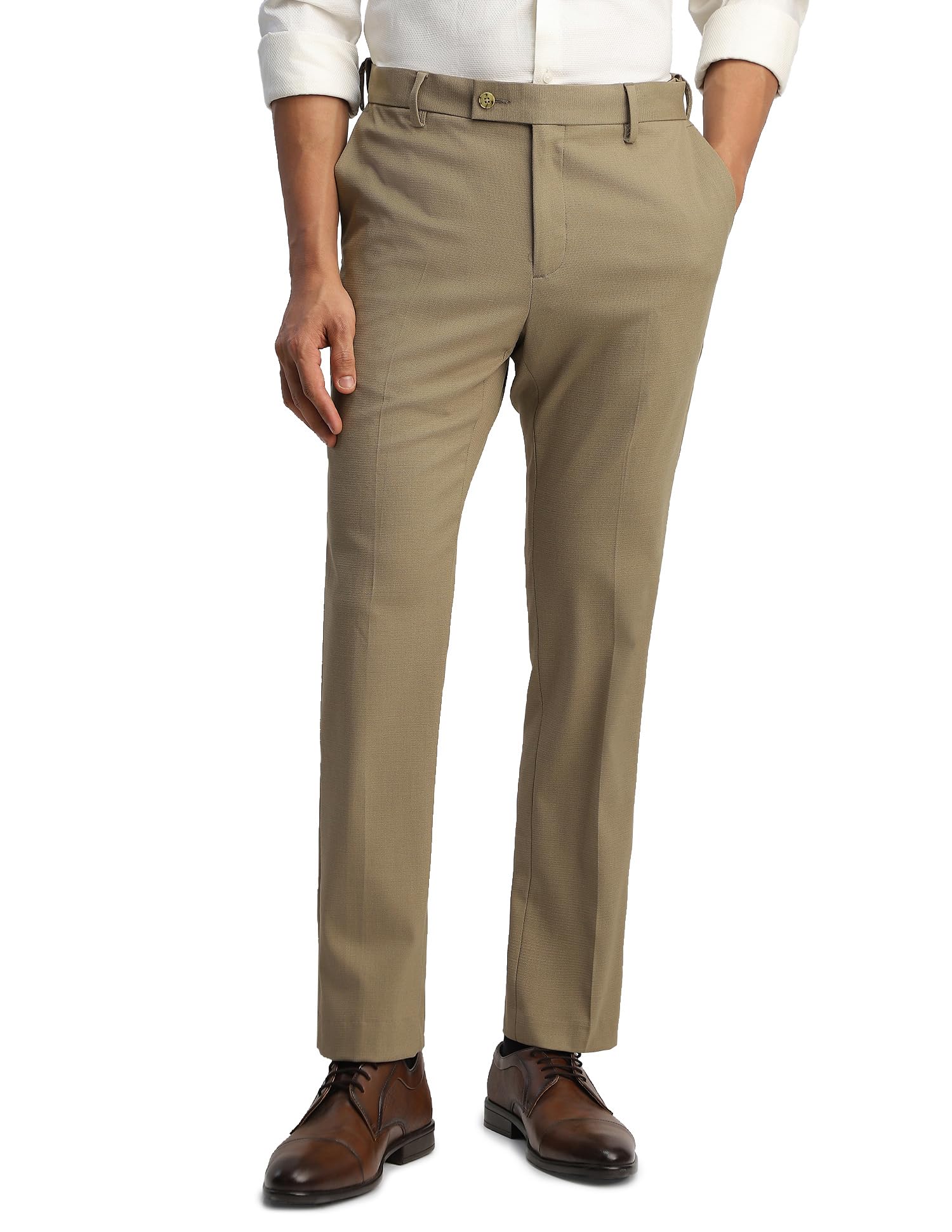 arrow Men's Dobby Hudson Regular Fit Trousers-picture-36