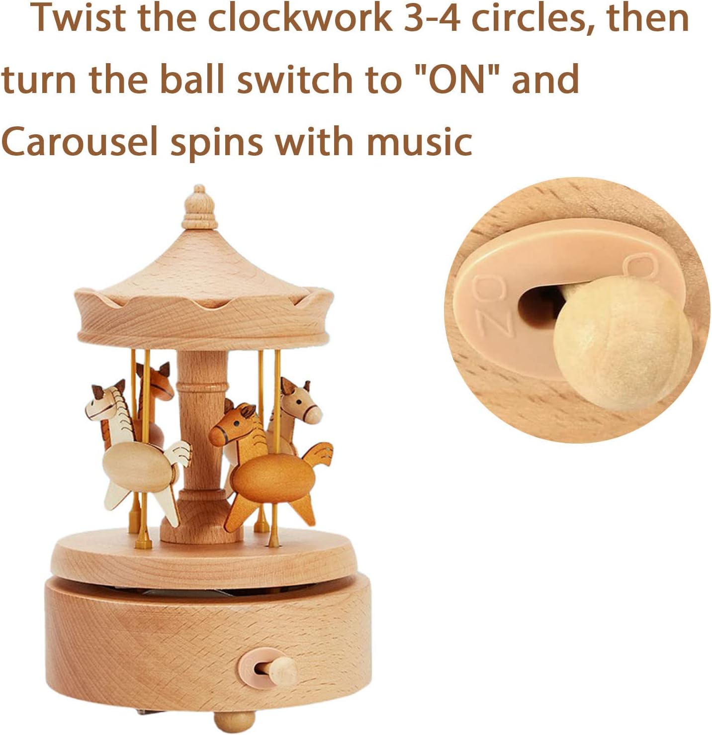 ROSIKING Classical Music Box Revolve Musical Boxes Christmas Birthday Valentine's Day Gifts for Lover, Boyfriend, Girlfriend, Husband, Wife Plays Hush Little Baby