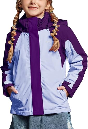 Miniatura 2 de Chaqueta de esquí impermeable para niñas, chaqueta de snowboard para exteriores, resistente al viento, con forro polar, abrigo de nieve cálido de