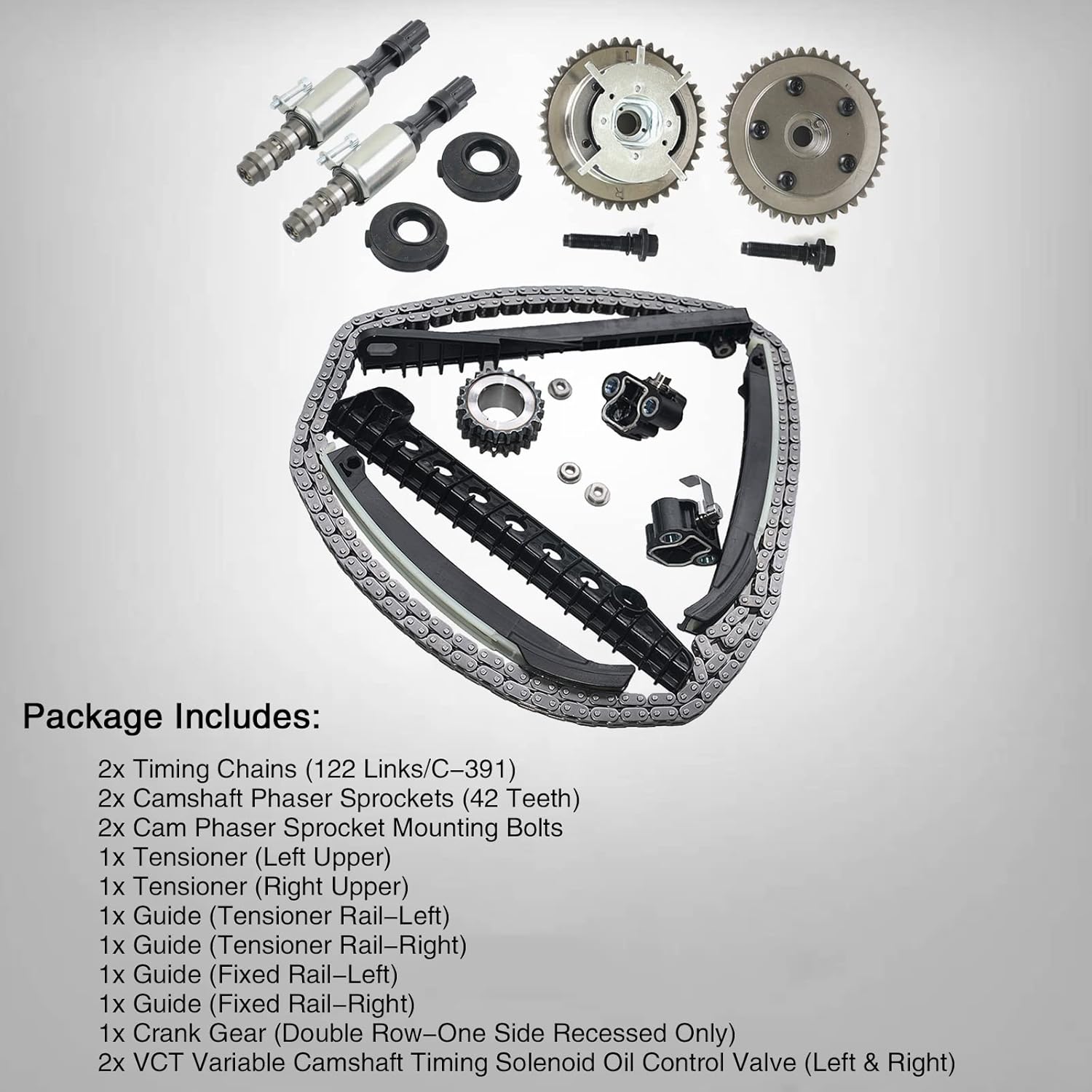 5.4 Timing Chain Kit with Phaser Tensioner & VVT Valves Replacement for Ford Expedition F150 F250 F350 Lincoln Navigator 5.4L Triton 3V Enigne 2004-2010 5L3Z-6268-AT 3R2Z-6A257-DA