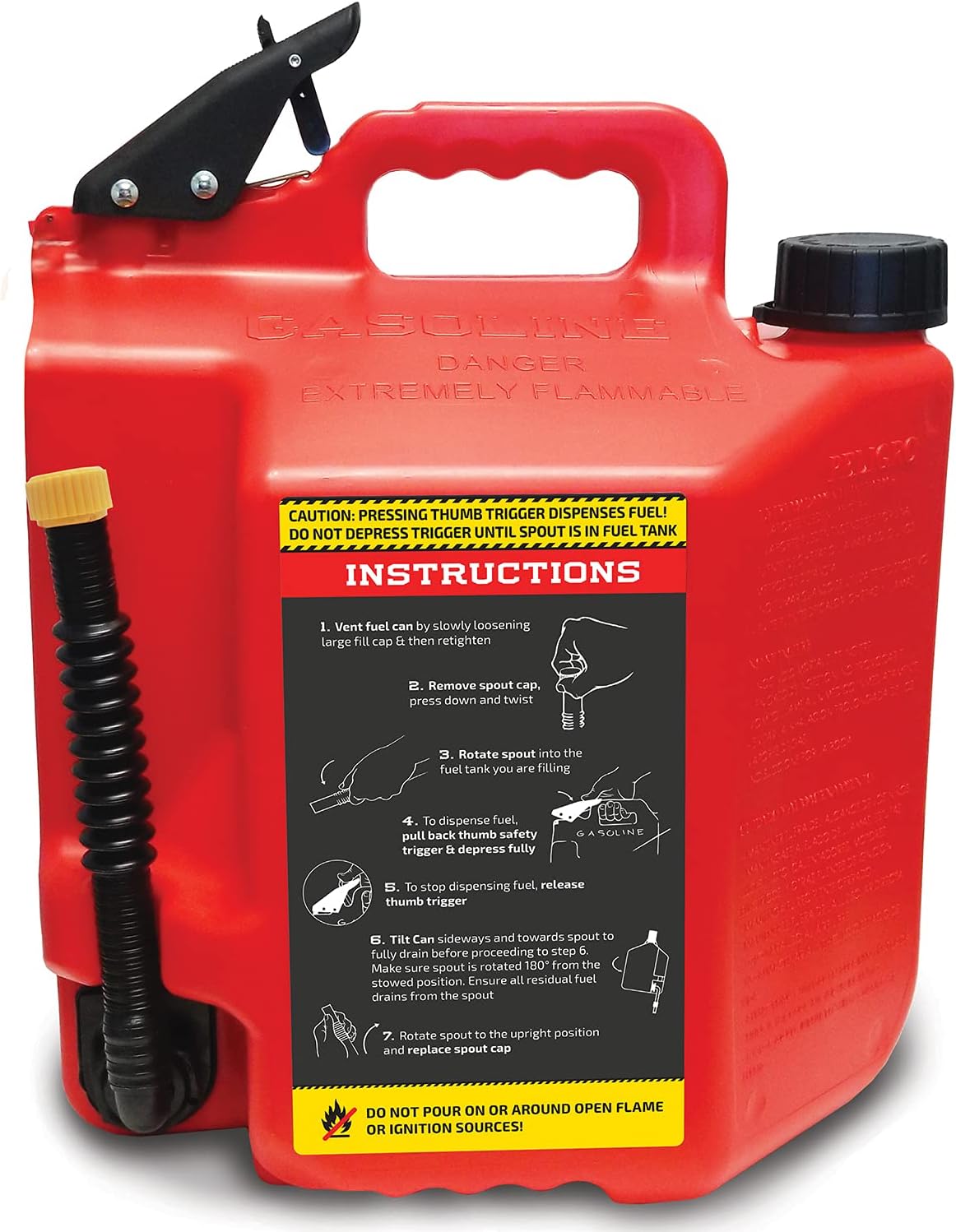 Surecan 5 Gallon Self Venting Gasoline Fuel Can Container with 180 Degree Rotating Nozzle, Thumb Trigger Flow Control, & Child Safe Fill Cap, Red : Automotive