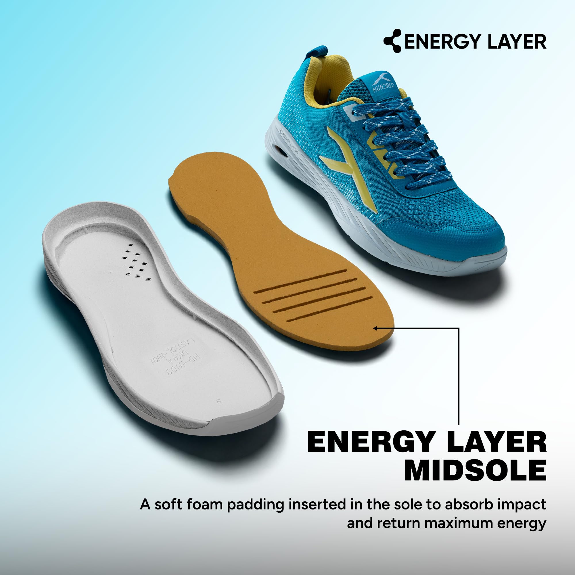 Hundred Court Flyer Non-Marking Badminton Shoes | Indoor Court Shoes for Badminton & Indoor Sports | Lightweight, Breathable, Cushioned, Durable & Comfortable - Blue/Yellow/White 1