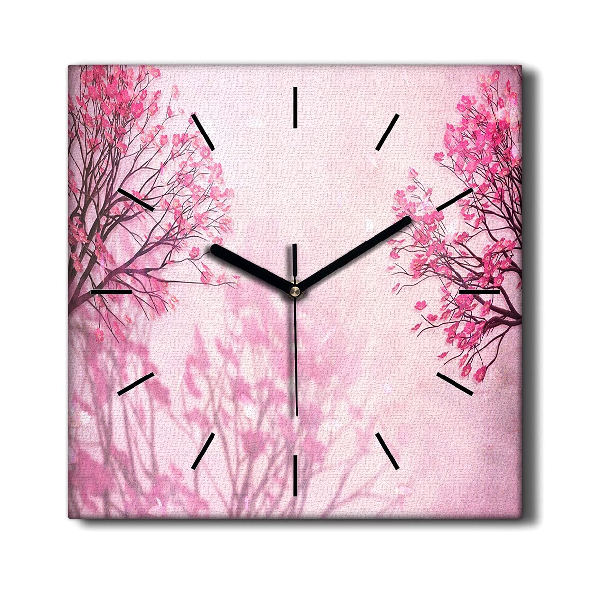 Toile Décoration Murale Horloge Haut de Gamme 30x30cm Fleurs d'arbres Coloray