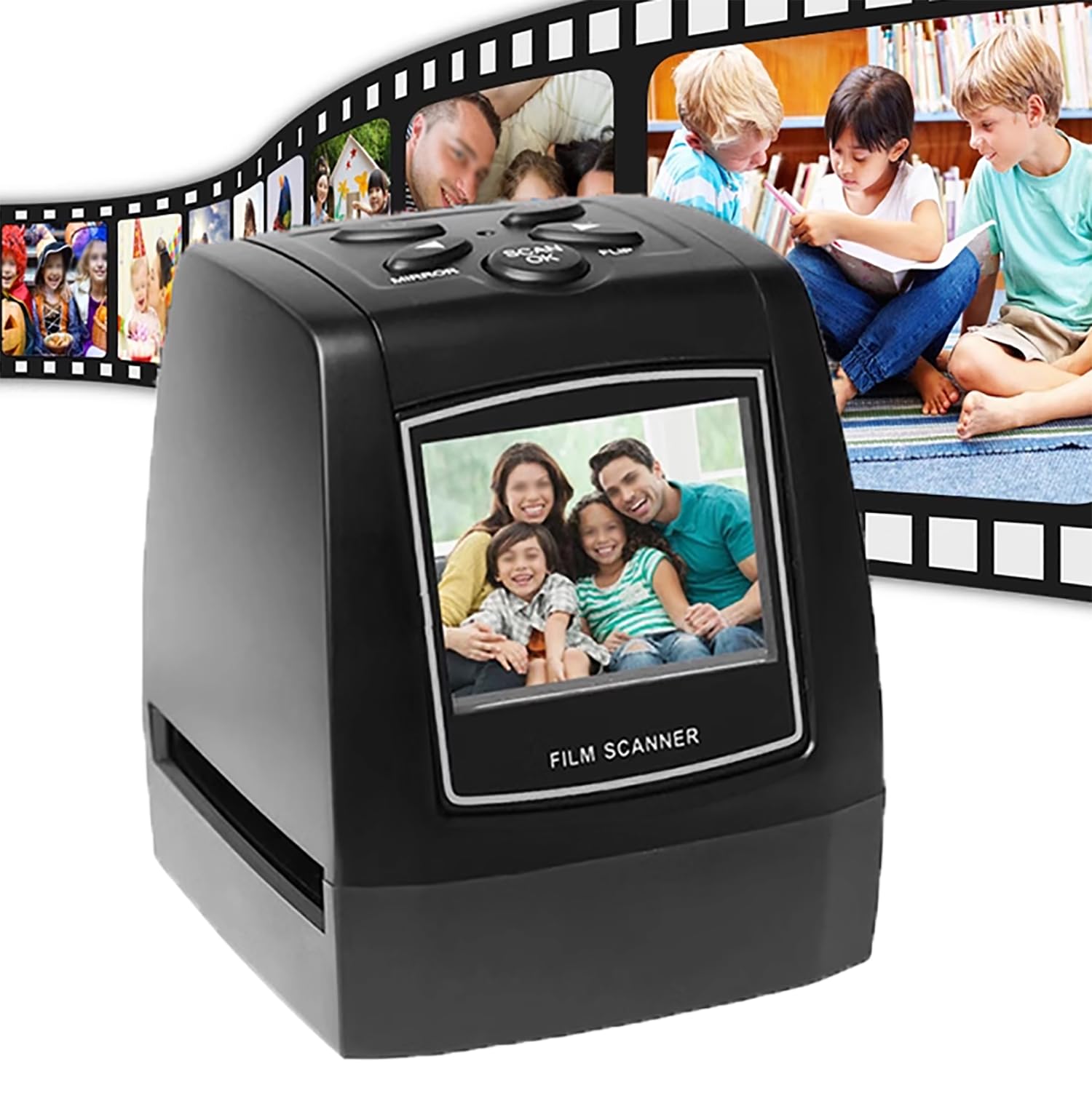 Scanner per diapositive di pellicola, con schermo LCD da 2,36", converte pellicole da 135/diapositive da 35 mm in foto digitali JPG, supporta uscita USB, funziona con diversi tipi di diapositive di pe