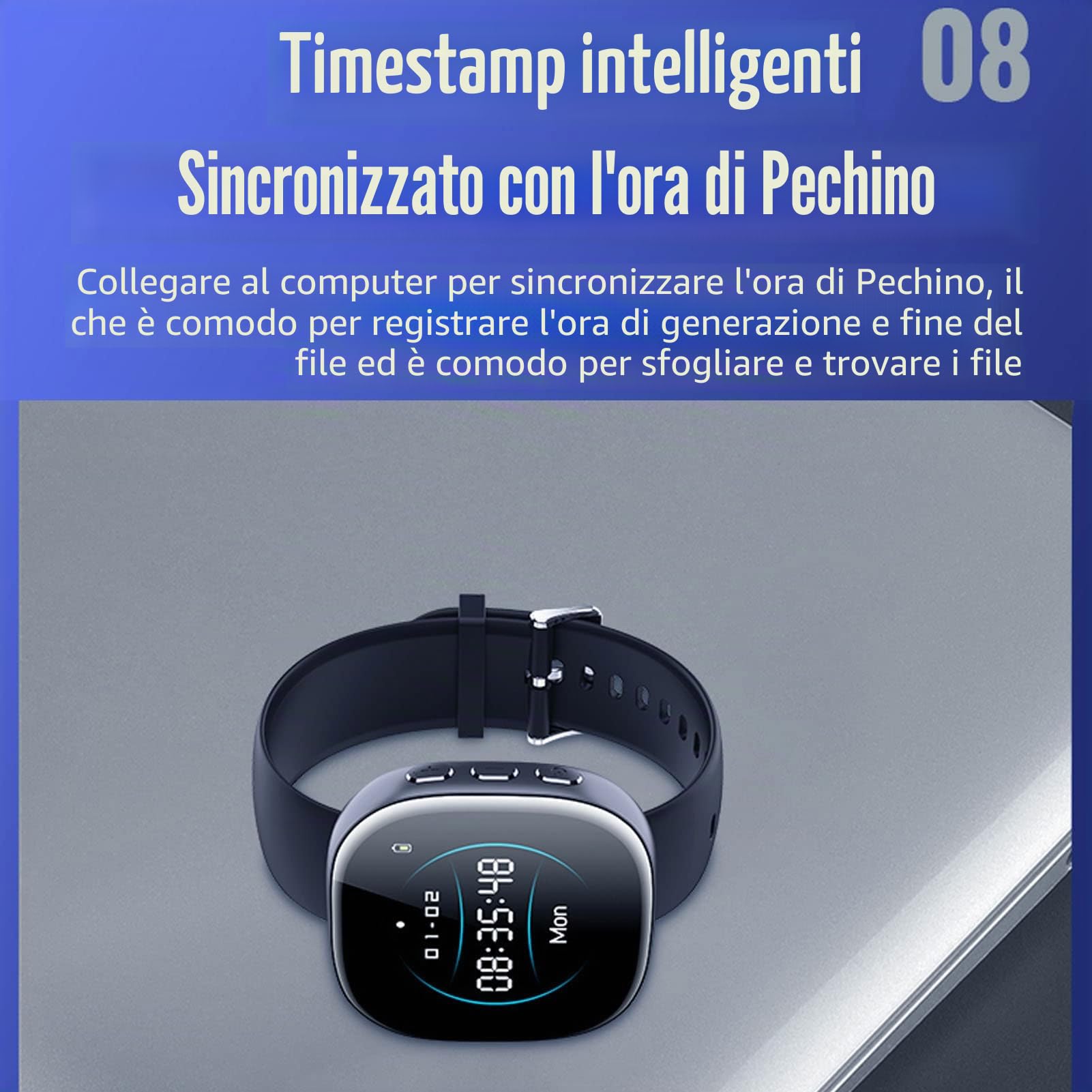 flexman Smart Watch, Registratore Video Digitale HD 1080P Smartwatch con Pulsante di Registrazione, Riduzione del Rumore Ai Orologio Registratore Intelligente Ad Attivazione Vocale (32G)