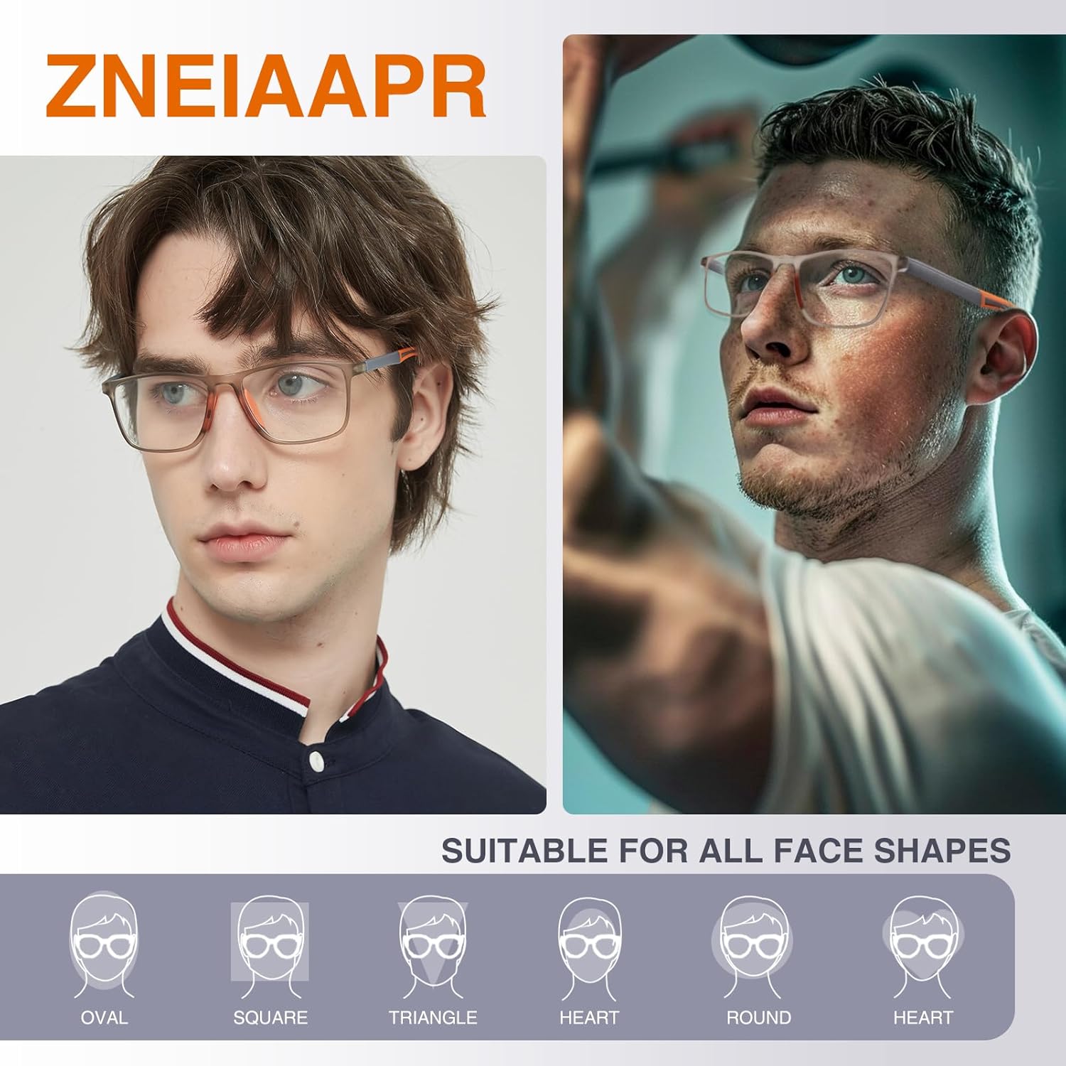 Myopia Distance Sport Glasses for Men, Near Sighted Driving Eyeglasses Nearsighted TR90 Frame - Image 3