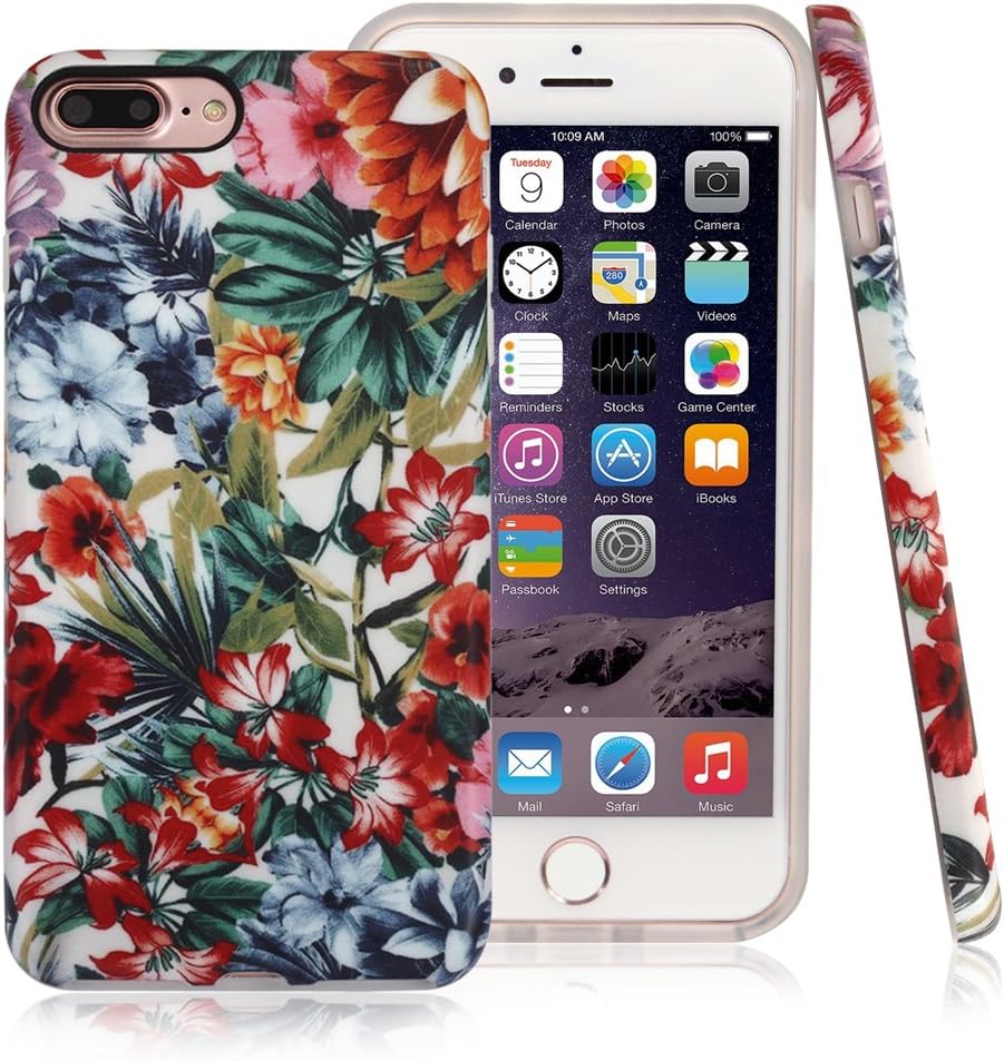 NASOUSA iPhone 7 Plus for Girls,IMD Printing Slim-Fit Ultra-Thin Anti-Scratch Shock Proof Dust Proof Anti-Finger Print TPU Case for iPhone 8 Plus(5.5 inch)(Floral F11)