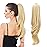 HEWEICSY Ponytail Extension,Hair Extension Ponytail 20 Long Claw Hair Extension Synthetic Wavy Straight Hairpieces Ponytail Clip in Ponytail Wig Daily Fluffy Pony Tail for Women(Light Honey Blonde)