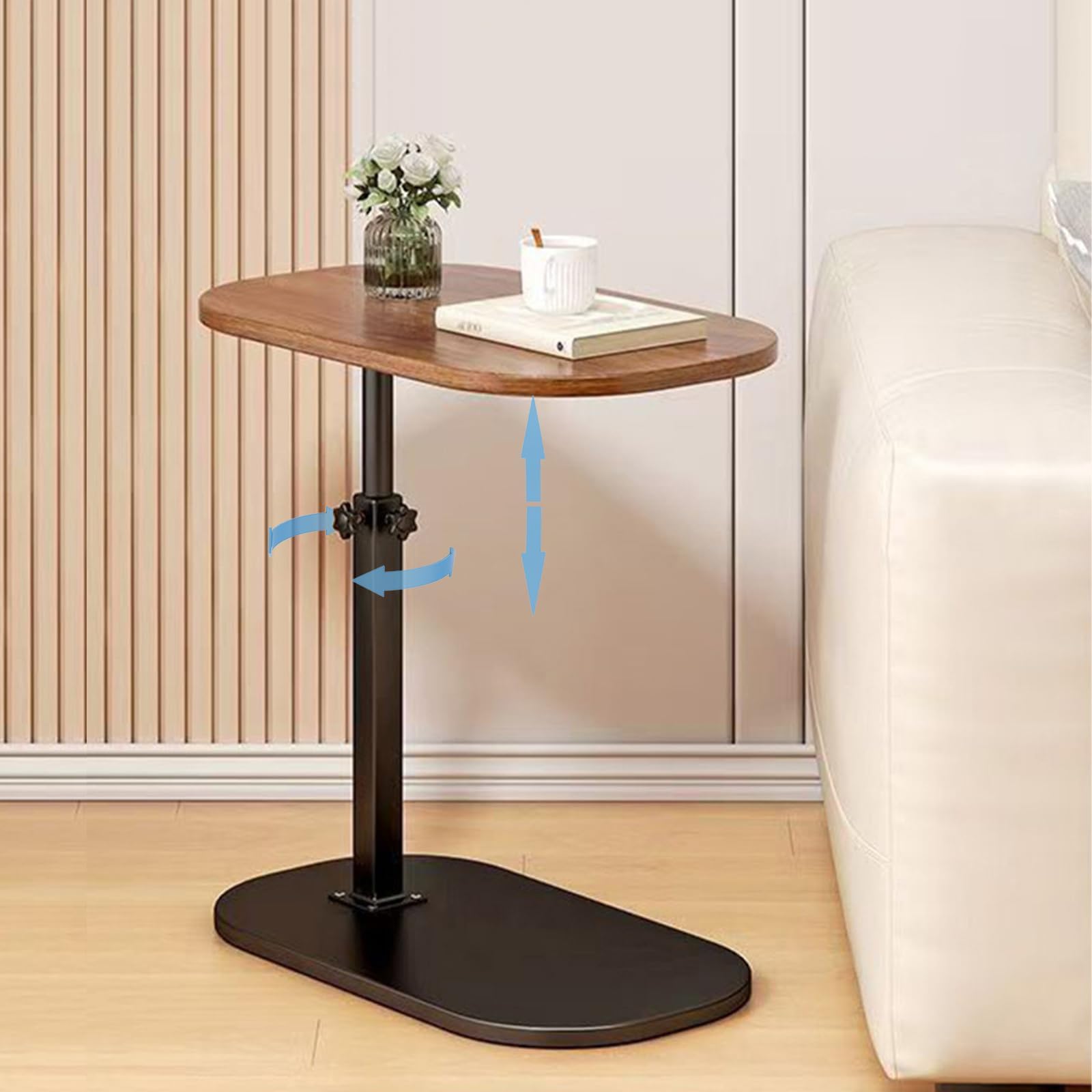SXZenSpace Adjustable CShaped Side Table with Tray 4580cm Height 360° Rotating Bedside Snack for Sofa Max Load 30kgIdeal Bedroom & Living Room Use