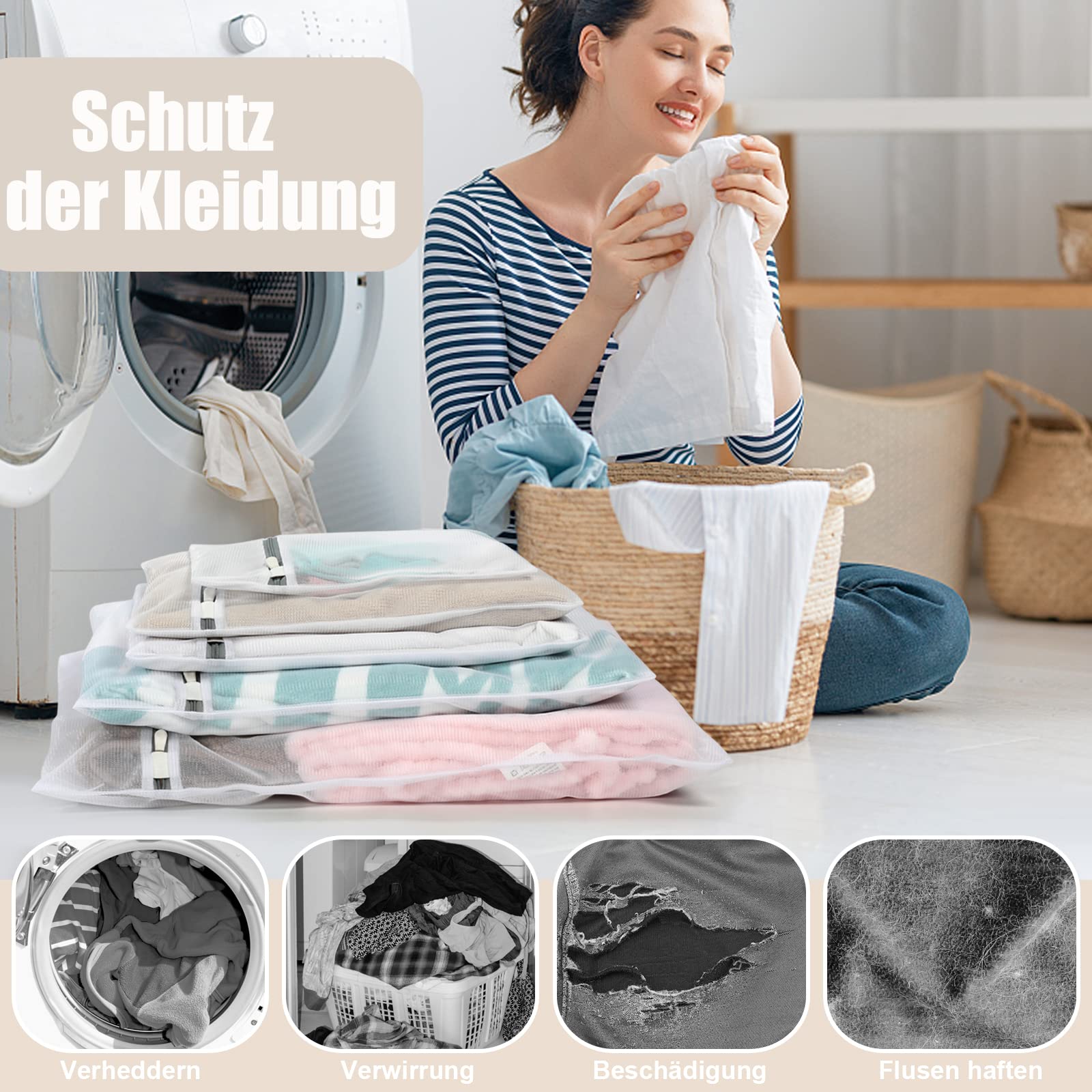 2 Pièces Filet à Linge Grande Taille 60 X 80cm + 90 X 110cm Sac De