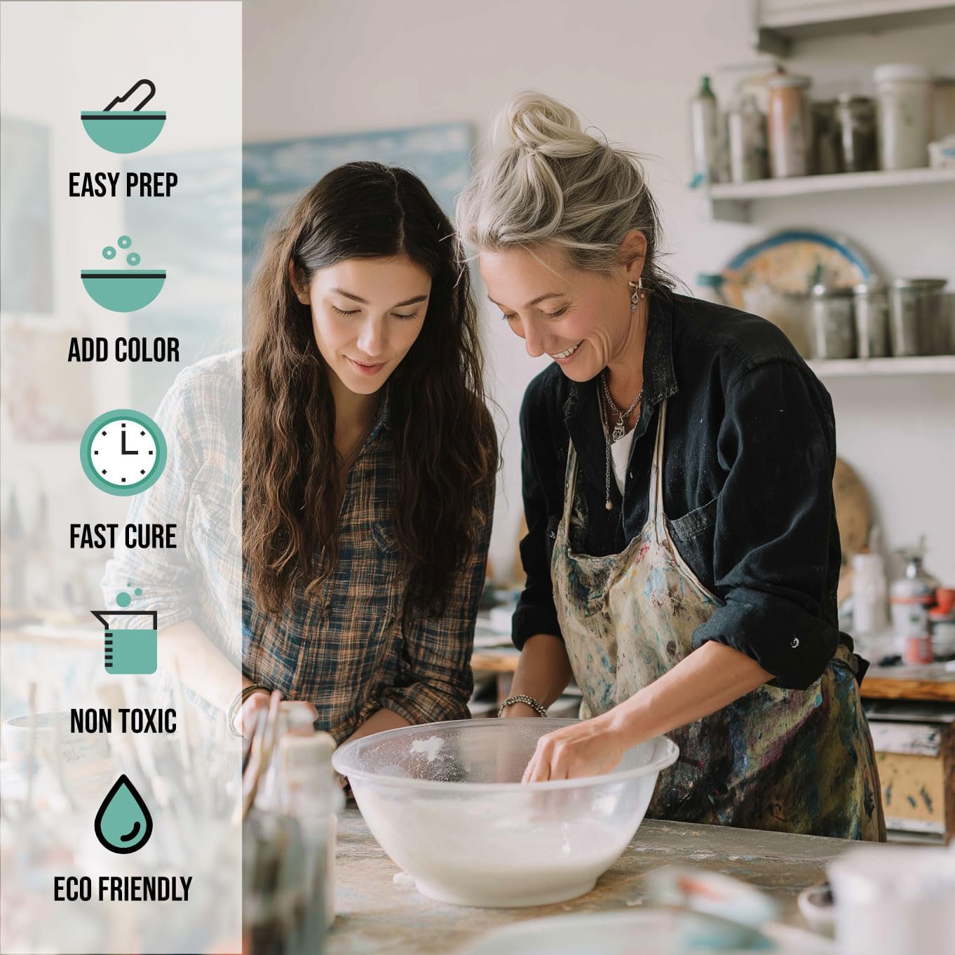 Eco Stone Casting Resin Kit – Non-Toxic Plaster of Paris Alternative – Fast Curing & Demolding, Water-Based Formula for DIY – Easy to Use Acrylic Resin Powder Kit (3.6kg, 7.5lbs)