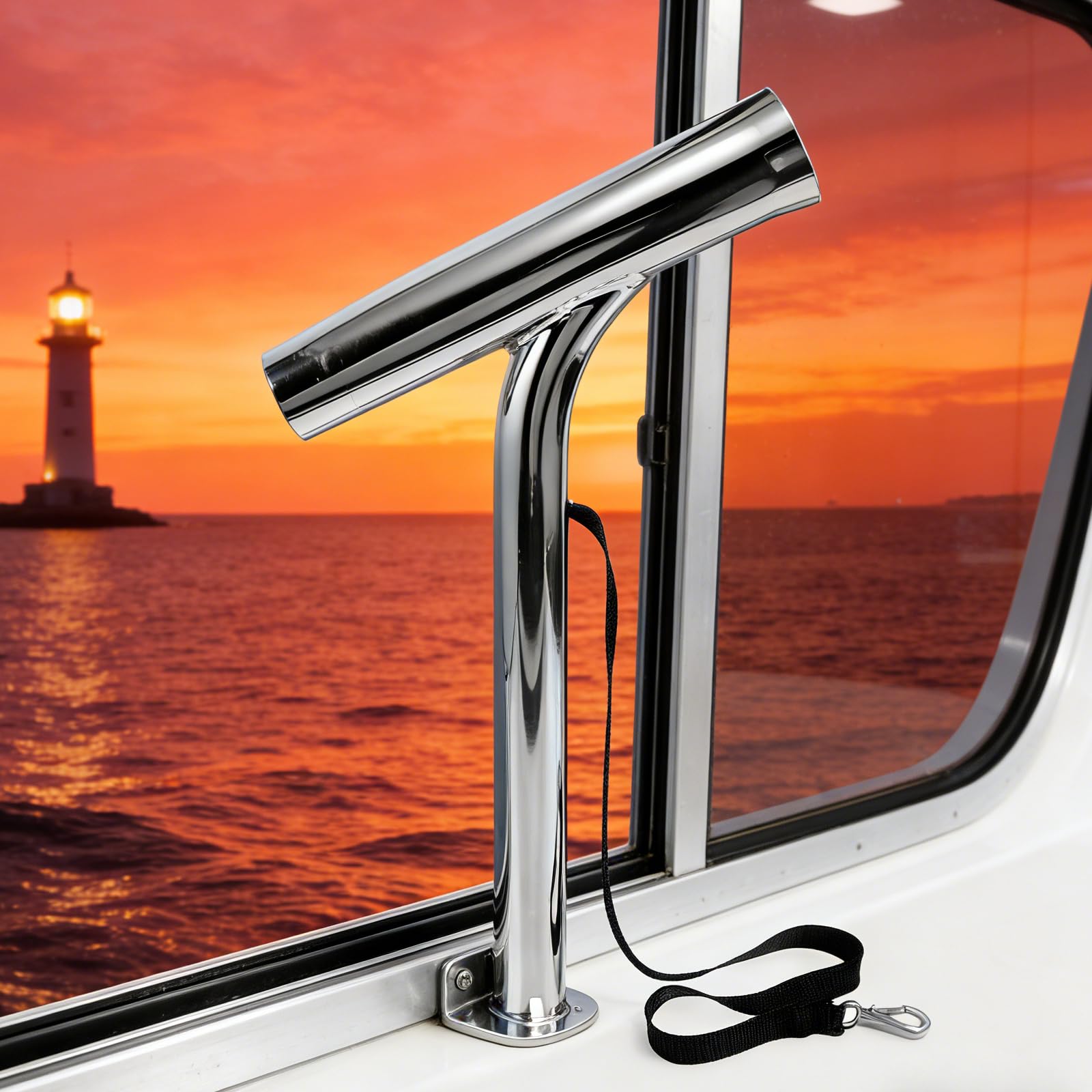 OUNONA Portacanna da Pesca in Acciaio Inox Marino, Supporto per Canna da Barca, Installazione senza Attrezzi per Yacht e Kayak, Accessorio Compatto per Pesca in Mare e Acque Interne