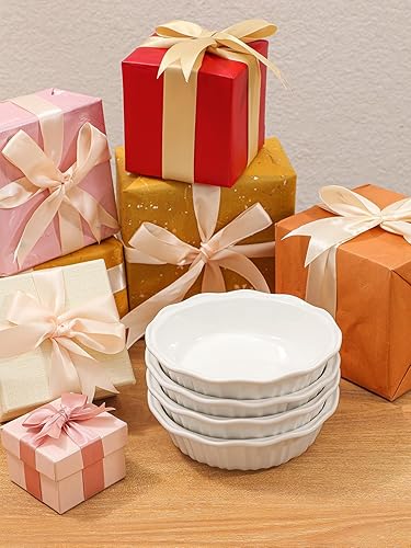 Miniatura 8 de LIFVER Sartenes de cerámica para hornear de 6 pulgadas, juego de 4 platos profundos para tartas de 11.6 onzas, mini platos redondos para tartas,