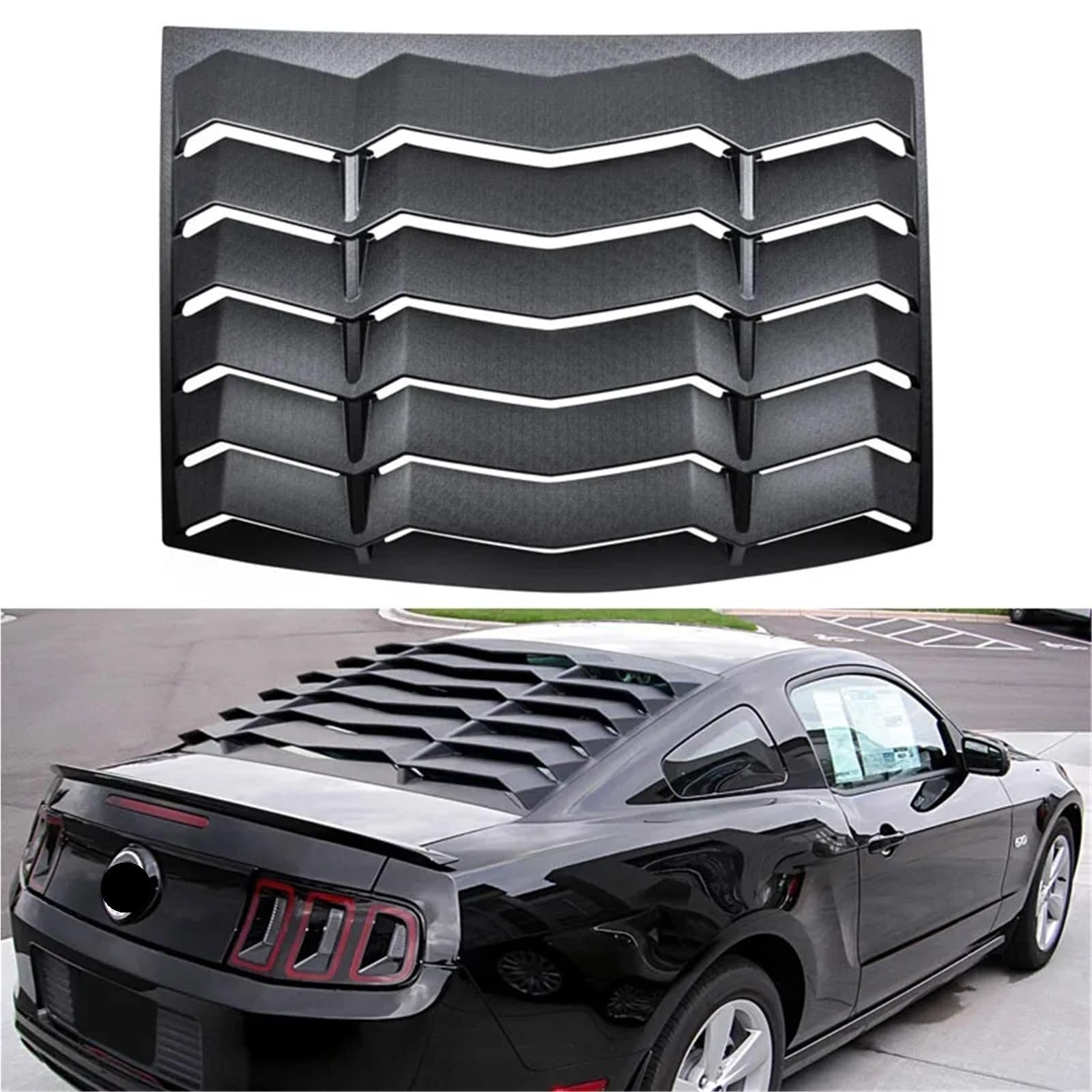 Rear Window Louvers Auto Windshield Sun Shade Cover Vent GT Lambo Style Custom, ABS (Matte Black) Compatible for Ford Mustang 2005-2014