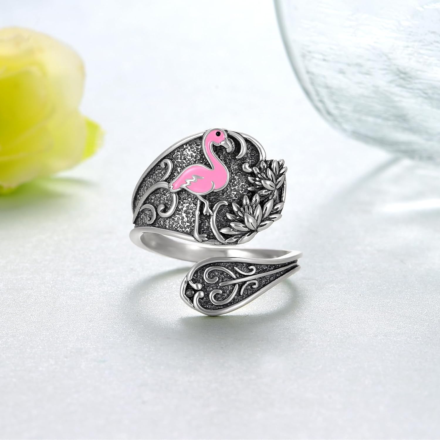 Spoon Rings for Women 925 Sterling Silver Hummingbird/Butterfly/Bee/Red Cardinal/Pink Flamingo Adjustable Thumb Rings Vintage Boho Antique Jewelry Gifts - Image 2