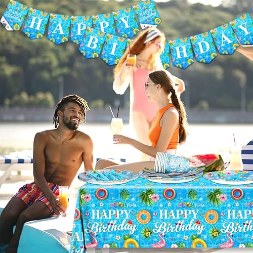 Miniatura 45 de 142 suministros para fiesta de cumpleaños de color oro rosa, vajilla rosa, plato llano y mantel desechable, mantel, para fiesta de cumpleaños