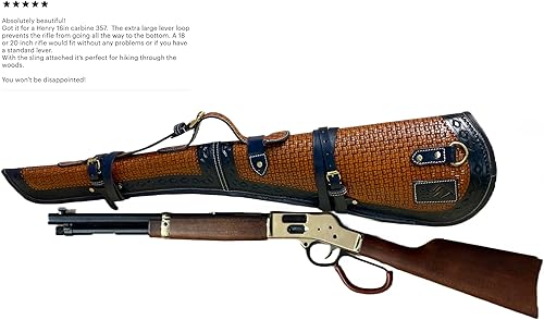 Miniatura 7 de ZOLO LEATHERS Funda de cuero genuino grabada para rifle Western Scabbard se adapta a 16 a 20 pulgadas de longitud de cañón de palanca, rifle de