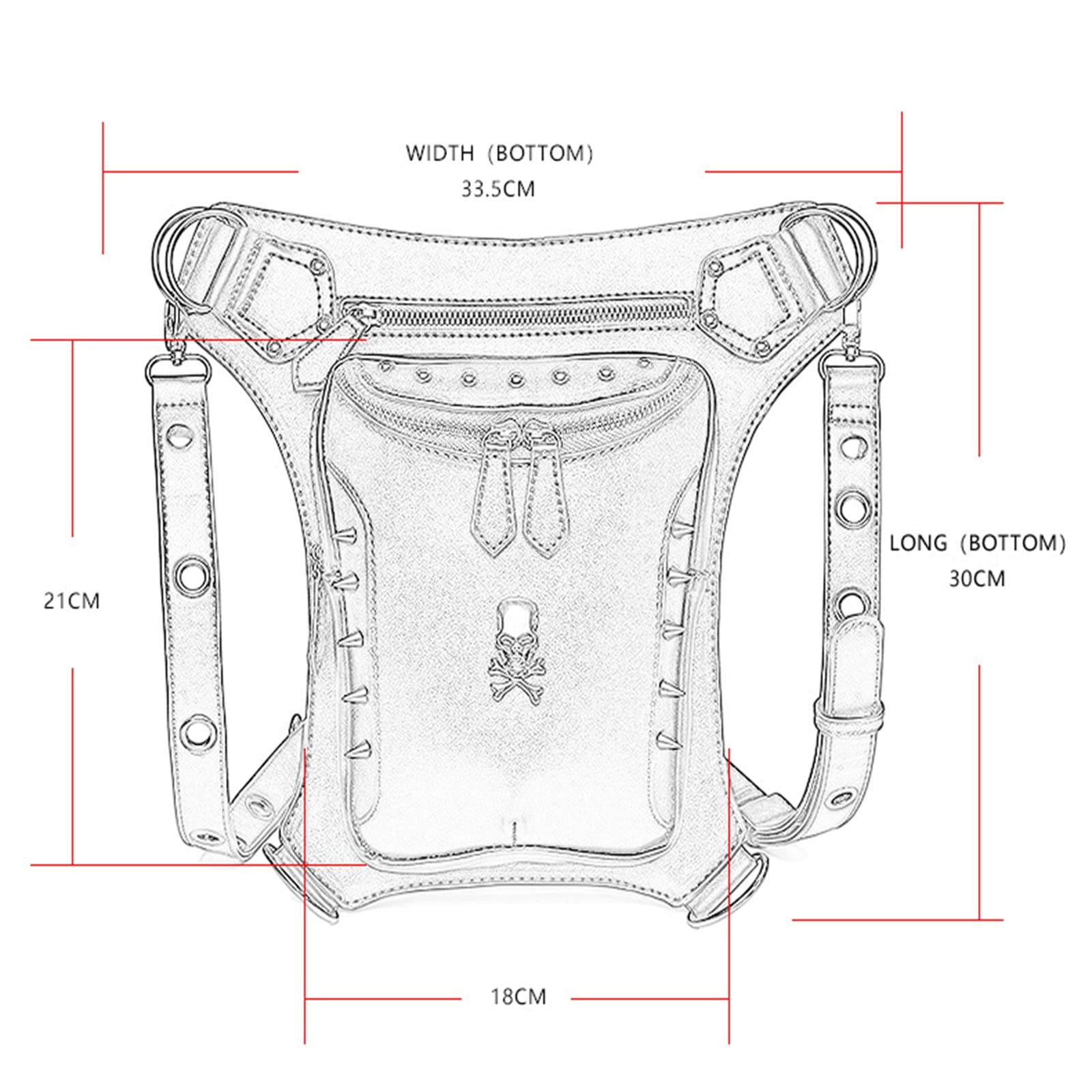 Sac de Taille Punk Pochette Sac Messenger Ceinture Gothique Steampunk pour Le Cyclisme Randonnée