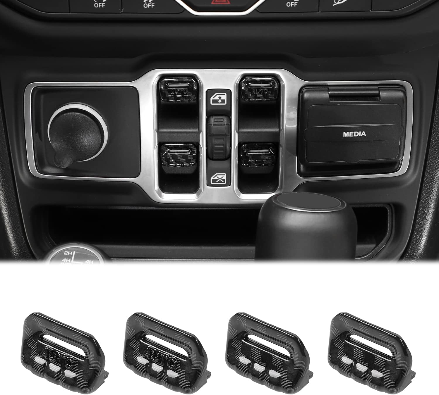 CheroCar for Jeep JL Window Switch Button Cover Trim Interior Accessories for Jeep Wrangler JL JLU Gladiator JT 2018-2021 (Carbon Fiber)