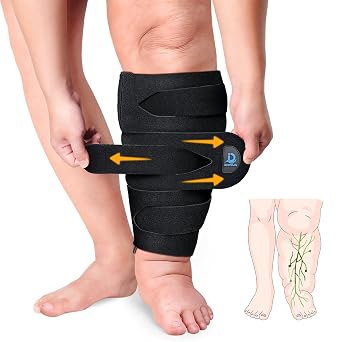 iDonua Calf Lymphedema Compression Wrap Adjustable For Big Swollen Lower Leg - with 6 Cross Straps Regular-M