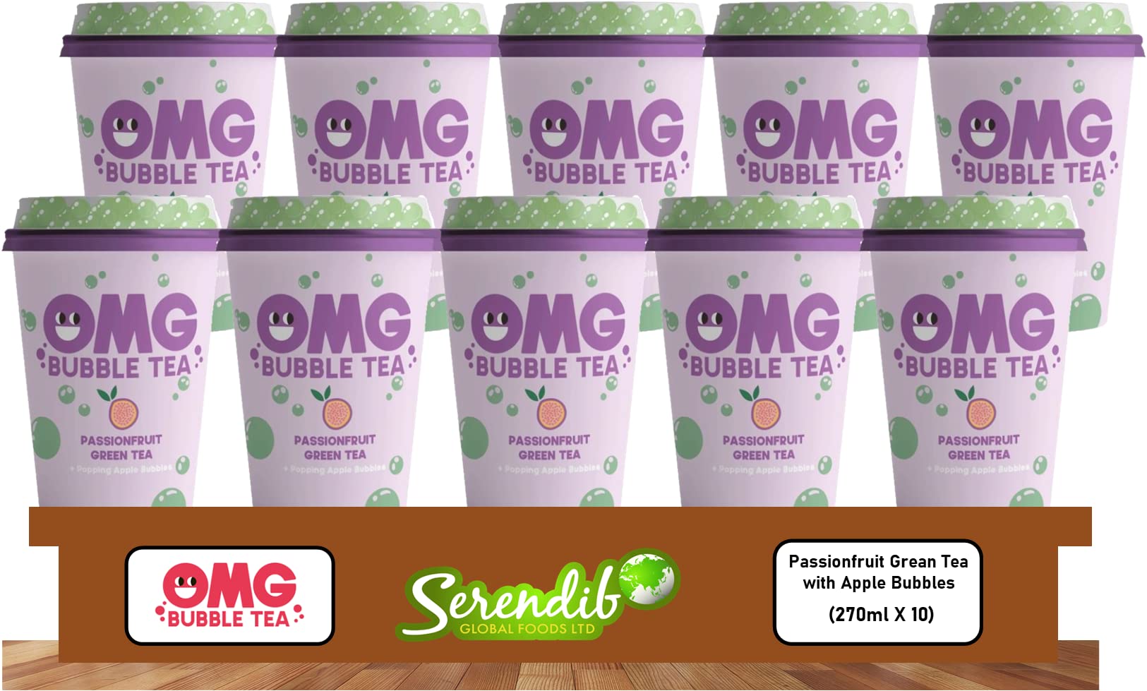 – OMG Bubble Tea | Passion Fruit Green Tea With Popping Apple Bubbles | Pack of 10