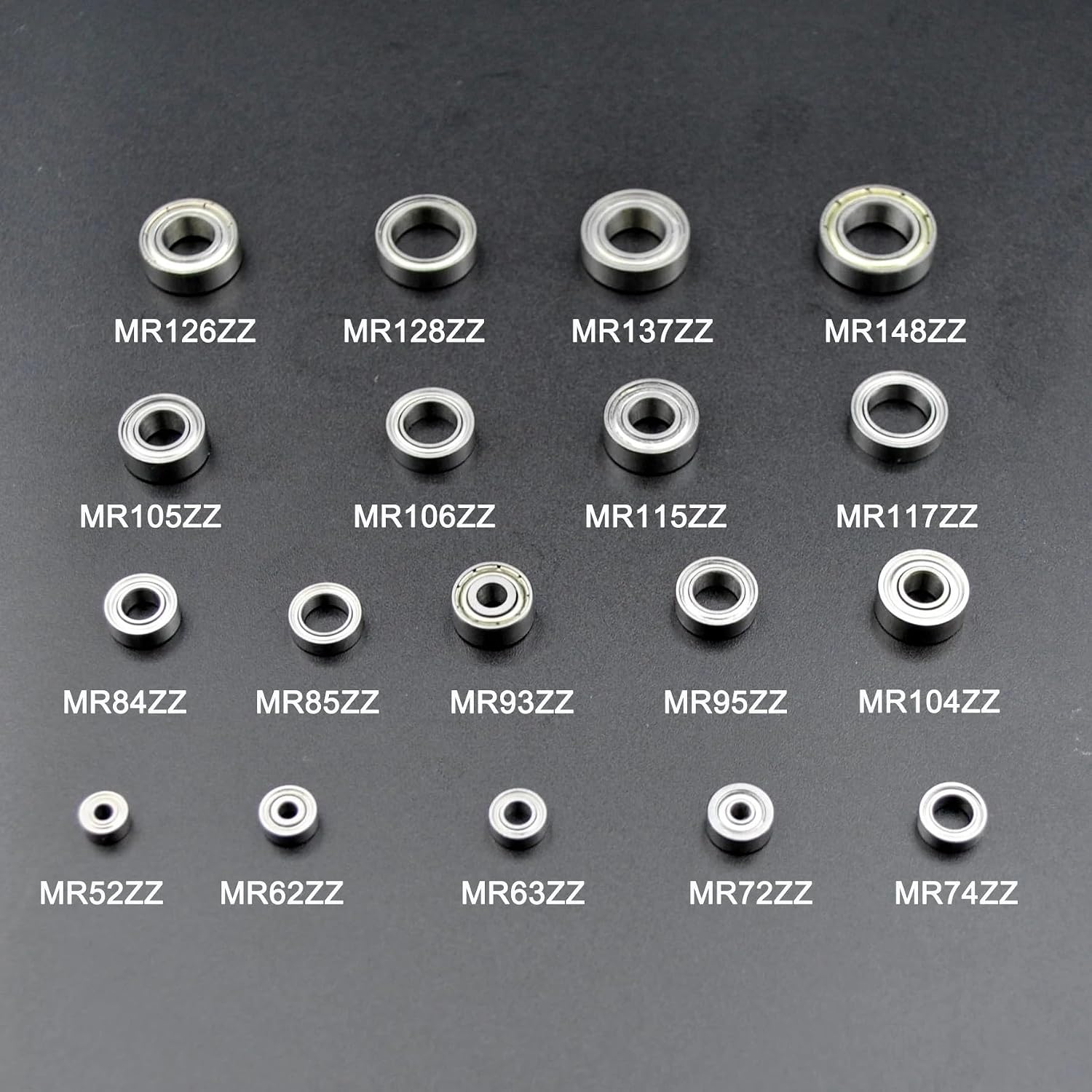 10Pcs MR52 MR62 MR72 MR63 MR93 MR74 MR84 MR104 MR85 MR95 MR105 MR115 MR106 MR126 MR117 MR137 ZZ Miniature Bearing Ball Bearings(MR115 ZZ 5x11x4mm)