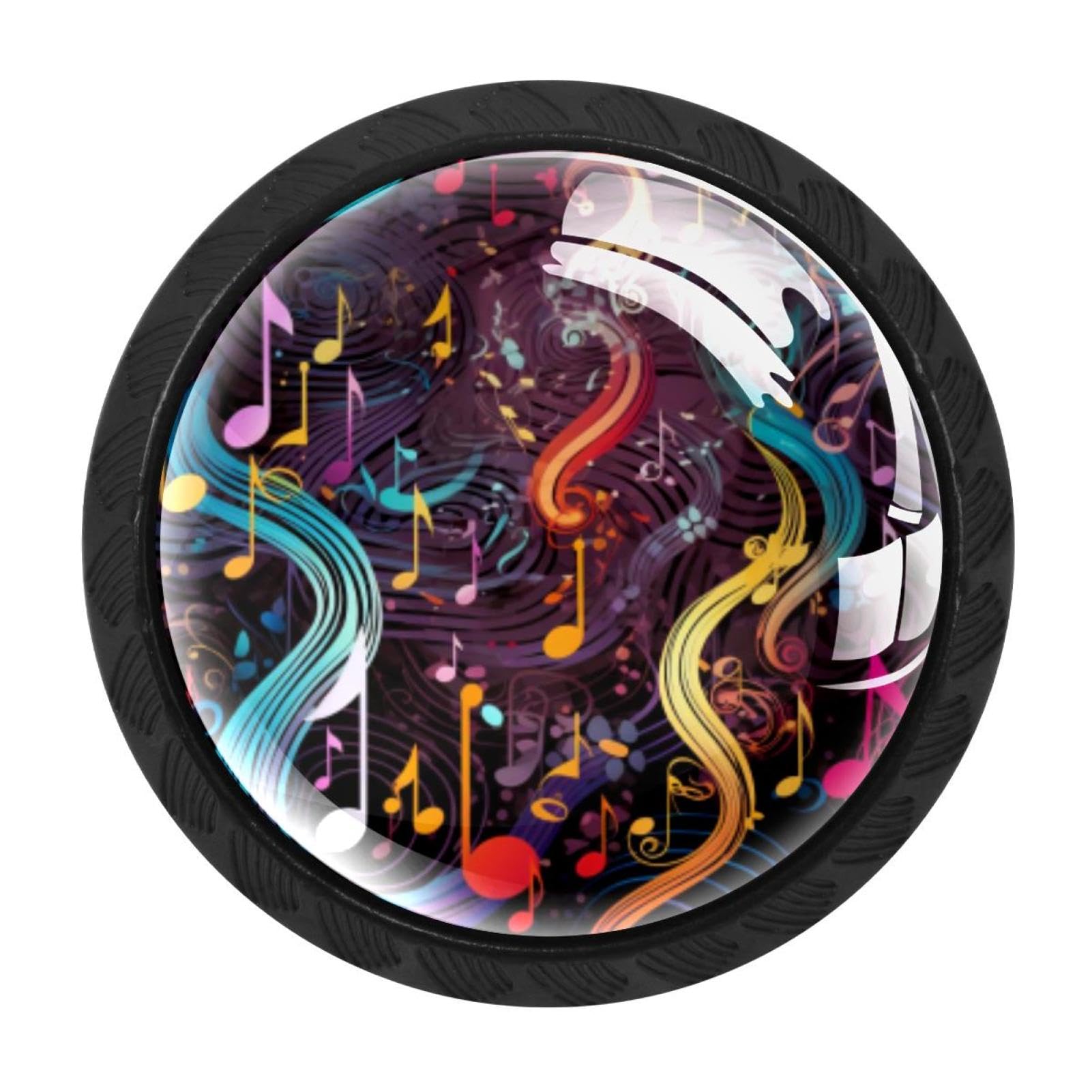 Chenzzzz Multicolored 06 4 Pcs Music Note Cabinet Knobs Crystal Drawer Pulls For Kitchen, Bathroom Cabinet, Dresser And Cupboard