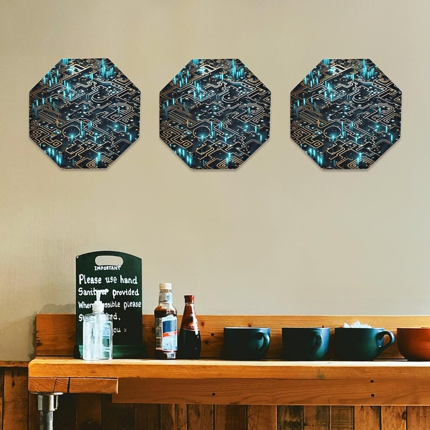 Ctagon Metal Sign for Home, Modern Display Plate for Kitchen, Coding Pattern Plates Accent Hanging Wall Decorations 3PCS for Living Room, Bedroom, Hallway, Hotel
