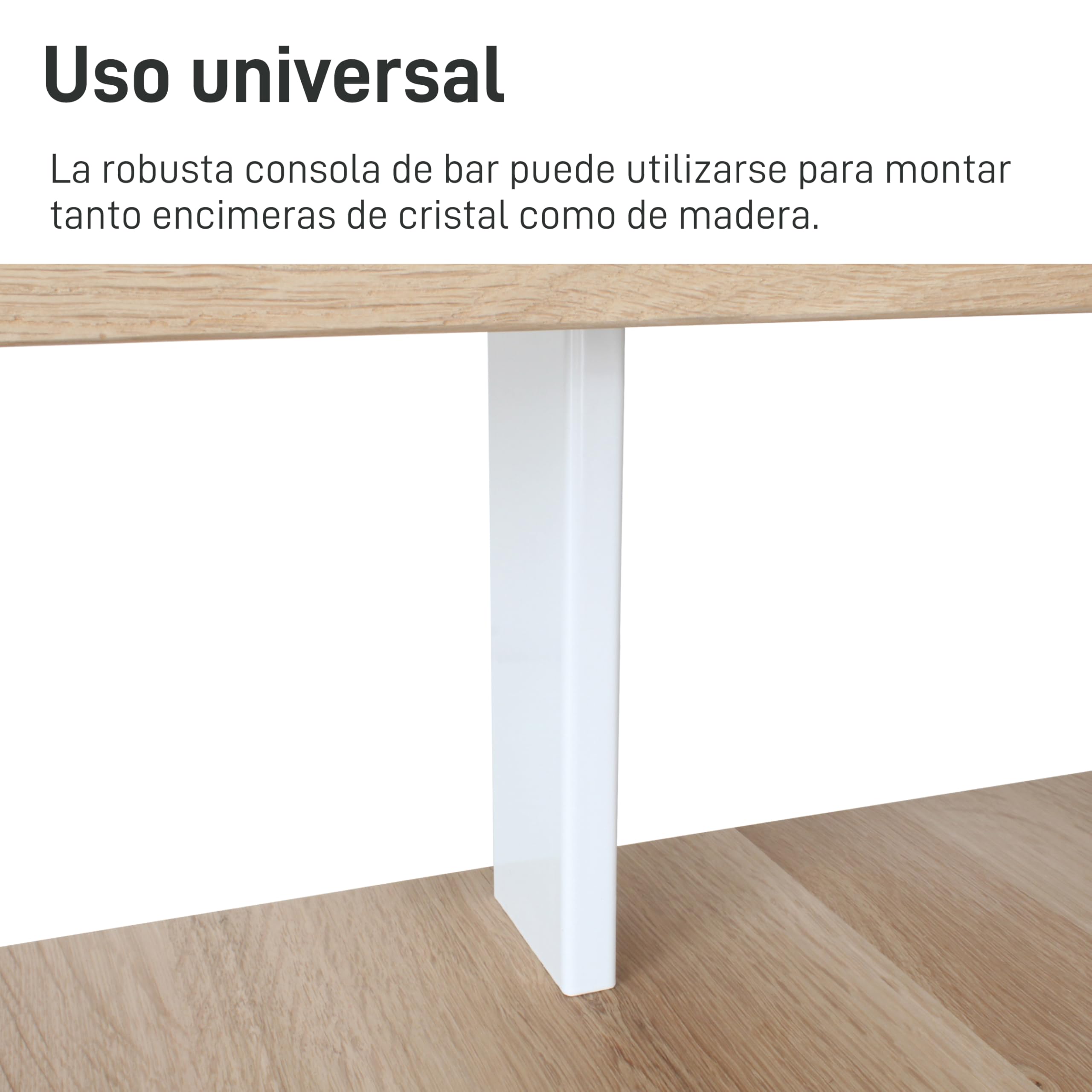 Natural Goods Berlin 2X Consola de Barra Recta, Base de mostrador metálica, Consola para mostradores, Soporte Superior (Blanco, Recta)