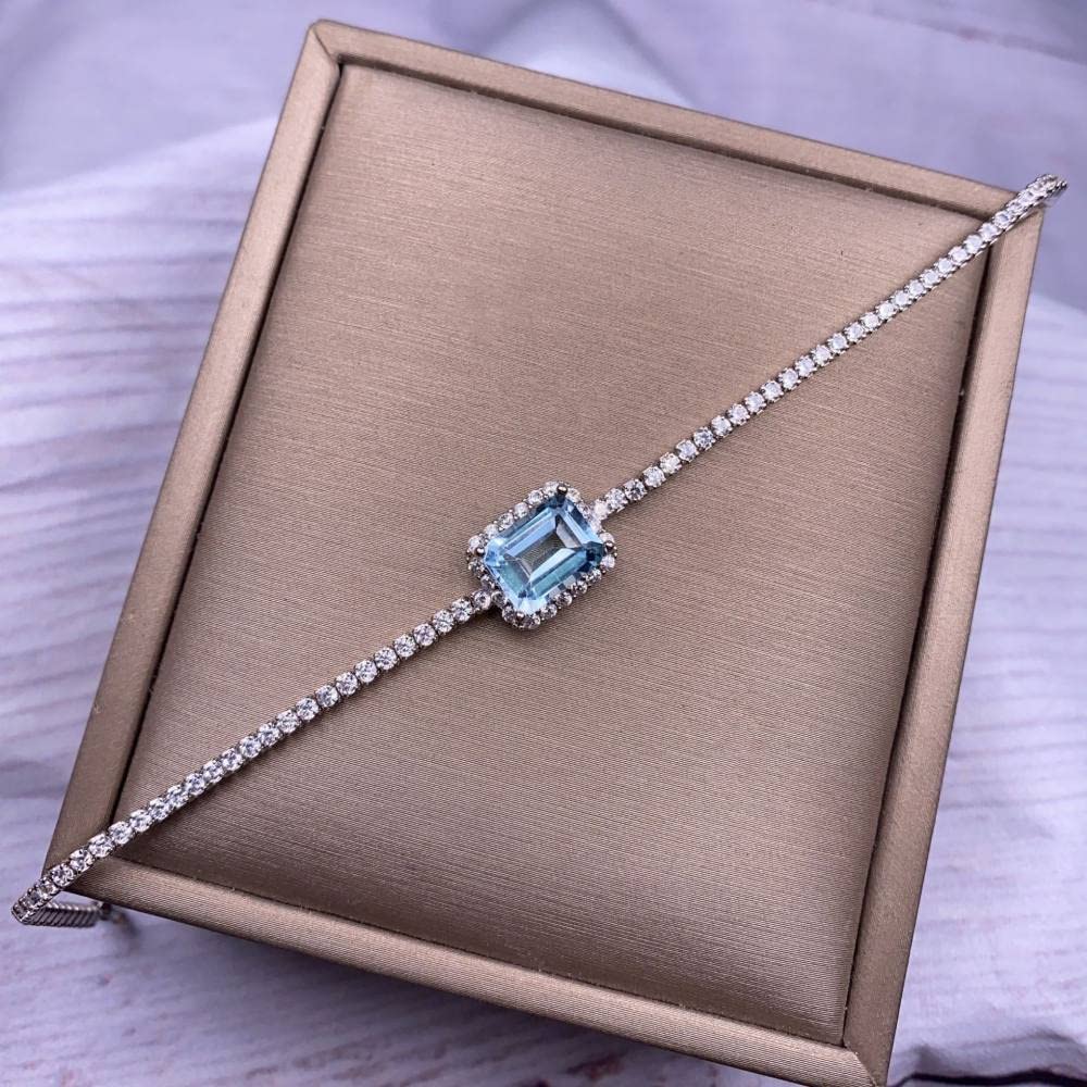 Damen Charm-Armband,Tennisarmbänder Aus 925Er Sterlingsilber, Leuchtende Edelsteineinlagen, Facettierte Opal-Armbänder, Geburtsstein, Verstellbarer Armreif, Ewigkeitsschmuck Für Ihre Hochzeitsfra