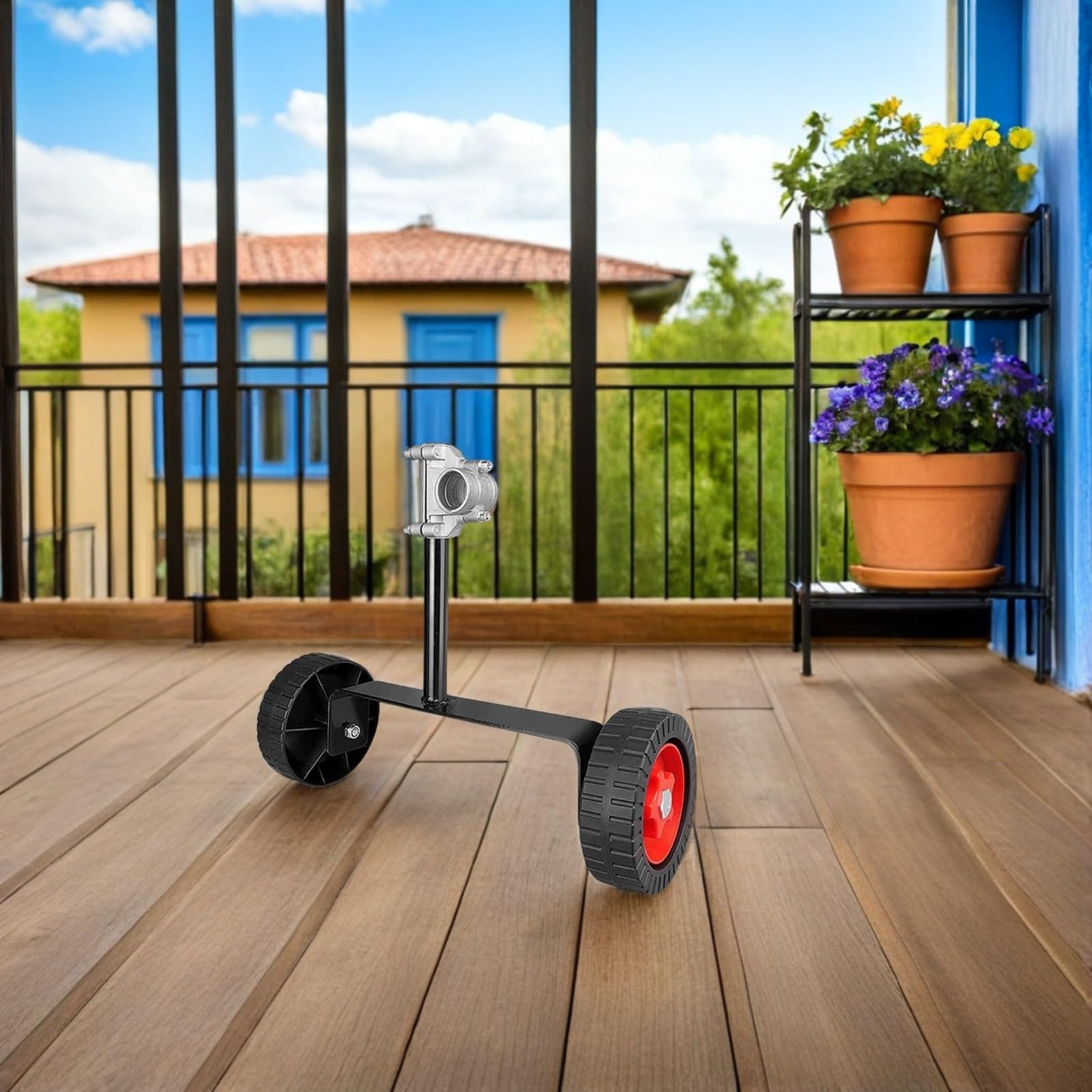 Ruota in Gomma 28mm per Carrello Tosaerba Telaio di Supporto Regolabile, Accessorio Ricambio Versatile per Giardinaggio e Barbecue, Ruote Portatili Smontabili per Cura Prato