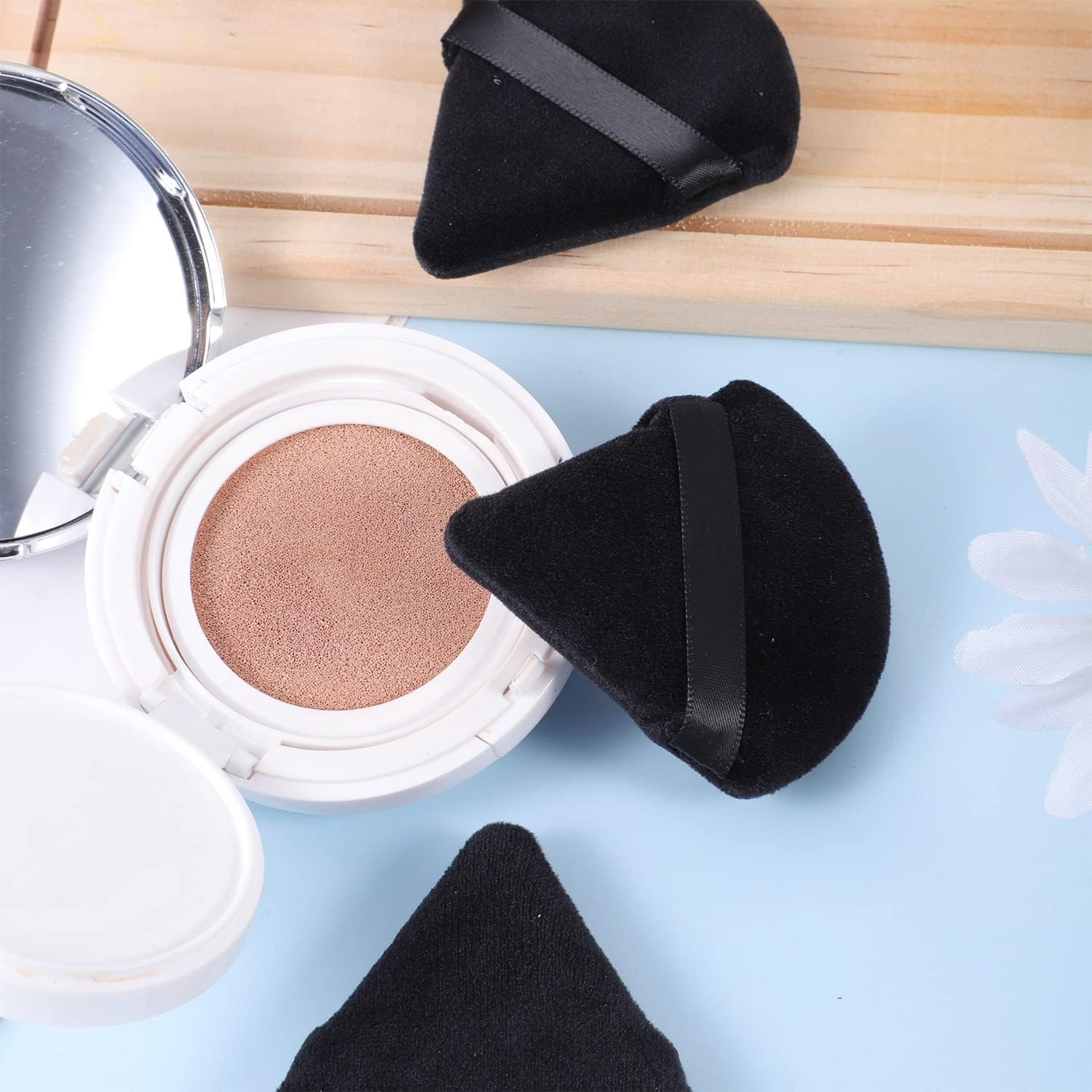 Beautiflame Round Makeup Remover Pads Face Cleansing Puff Makeup Removal Sponge Powder Puff Soft Face Triangle Makeup Puff for Loose Powder Body Cosmetic Foundation Sponges -2Pcs 4