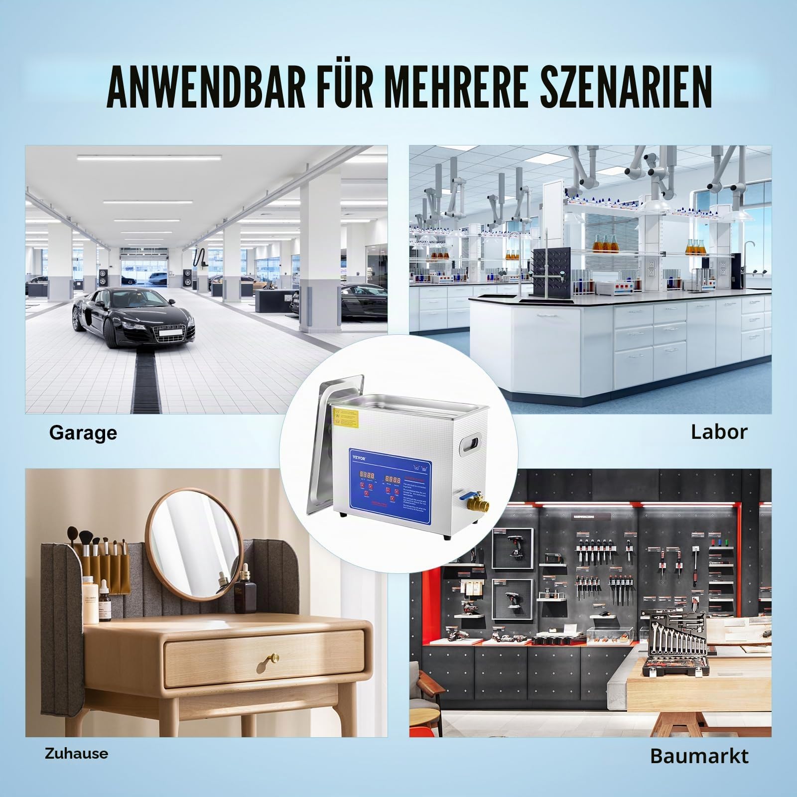VEVOR Ultraschallreiniger 6L reiniger ultraschallgerät Ultraschallreinigungsgerät Ultrasonic Cleaner mit Heizung Digital Timer for glasses Jewellery False Teeth Coins etc