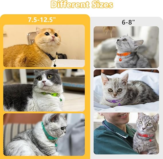 Taglory Cat Collar with Bell and Breakaway Safety Release – 2-Pack Reflective Kitten Collars Adjustable 19–32 cm Orange