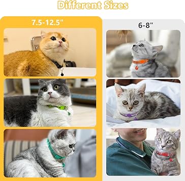 Taglory Cat Collar with Bell and Breakaway Safety Release – 2-Pack Reflective Kitten Collars Adjustable 19–32 cm Orange