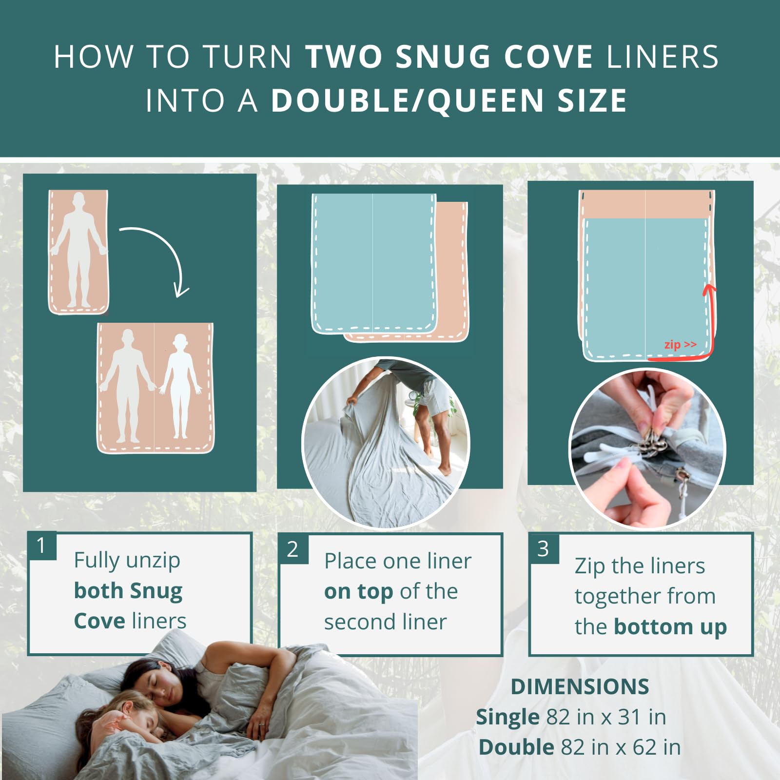 Forro de saco de dormir 100% algodón, reversible, elástico, de jersey de algodón, cremallera, bolsillo de almohada, se convierte en doble forro de saco de dormir, sábanas de viaje transpirables para