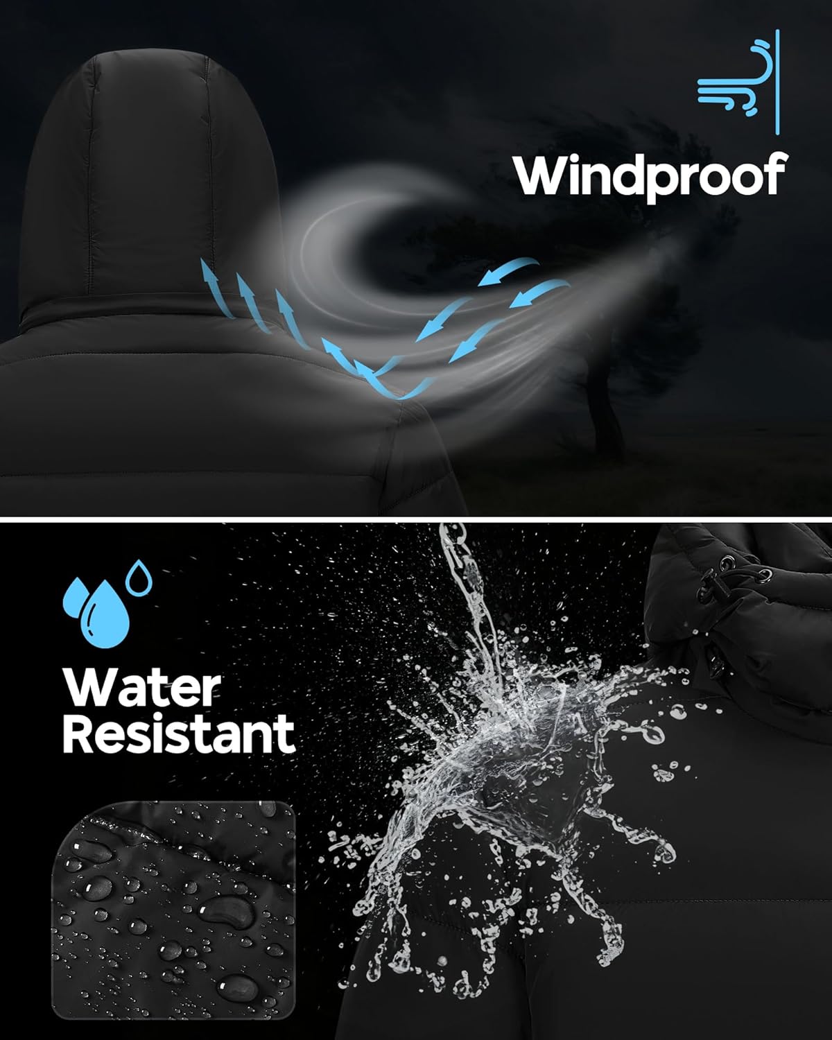 Outdoor Ventures Men's Lightweight Puffer Jacket Detachable Hood Insulated Winter Coat Water Resistant Warm Puffy Windbreaker - Image 4